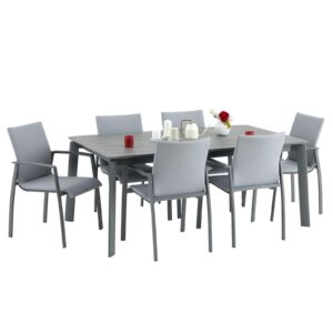 Wohnli Möbelsuche - GARTENMÖBEL SET VERANO 7er Set grau/schwarz