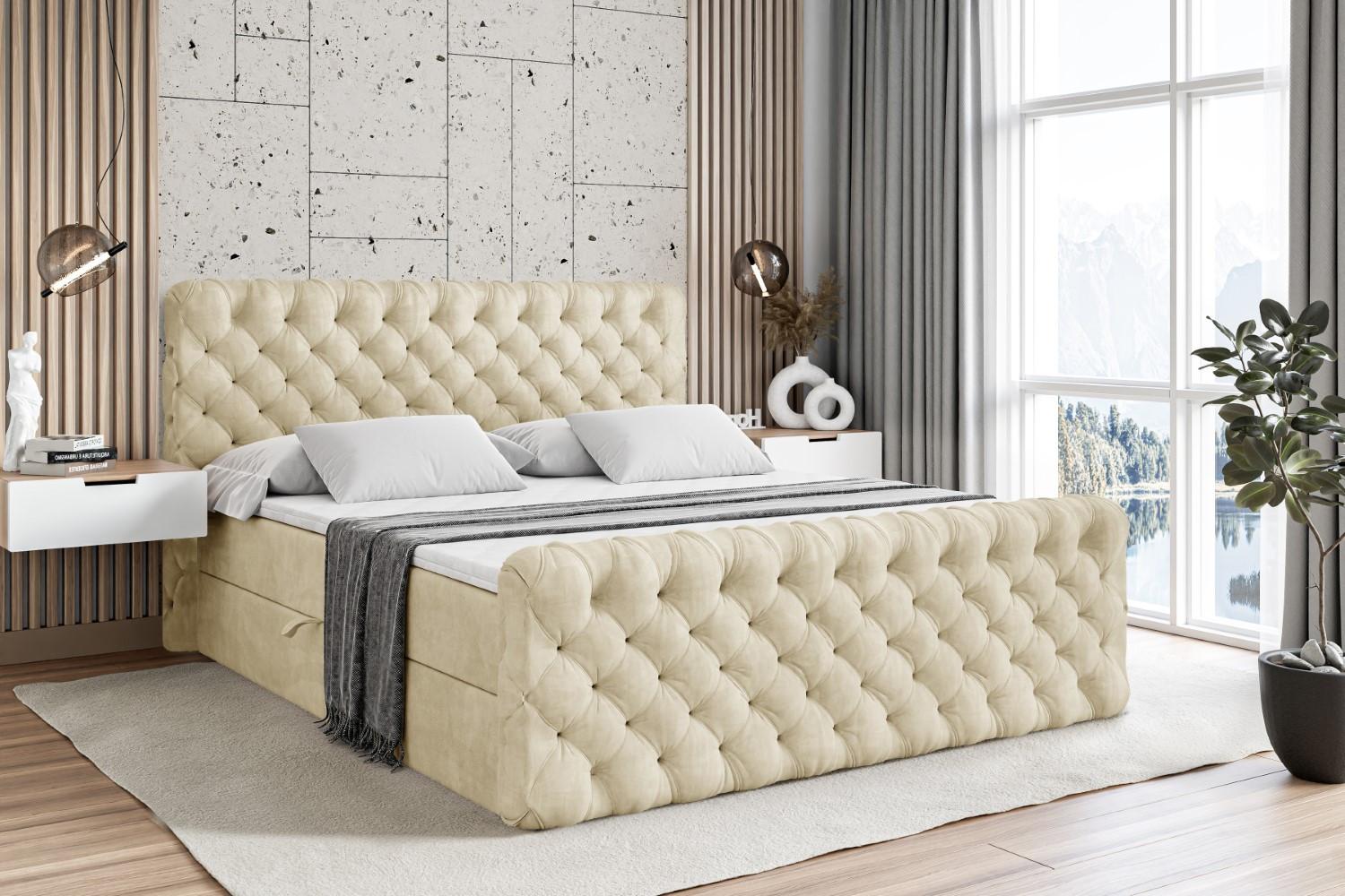 BOXBETT BOXI8-Z - 160x200 cm - H3 - Beige Holzwerkstoff ALTDECOR Möbel > Betten > Boxspringbetten Beige