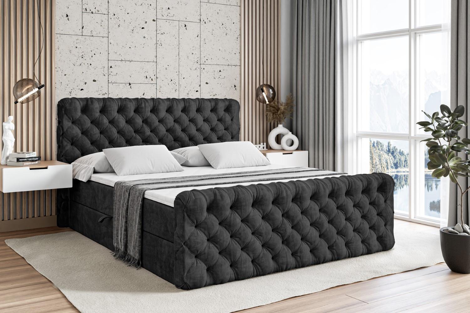 wohnli-moebel-suche-800000613524-1 BOXBETT BOXI8-Z - 200x200 cm - H3 - Schwarz Holzwerkstoff ALTDECOR Möbel > Betten > Boxspringbetten Schwarz
