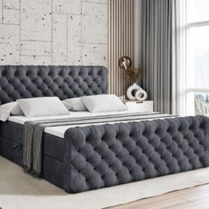 BOXBETT BOXI8-Z - 160x200 cm - H3 - Dunkelgrau Holzwerkstoff ALTDECOR Möbel > Betten > Boxspringbetten Grau