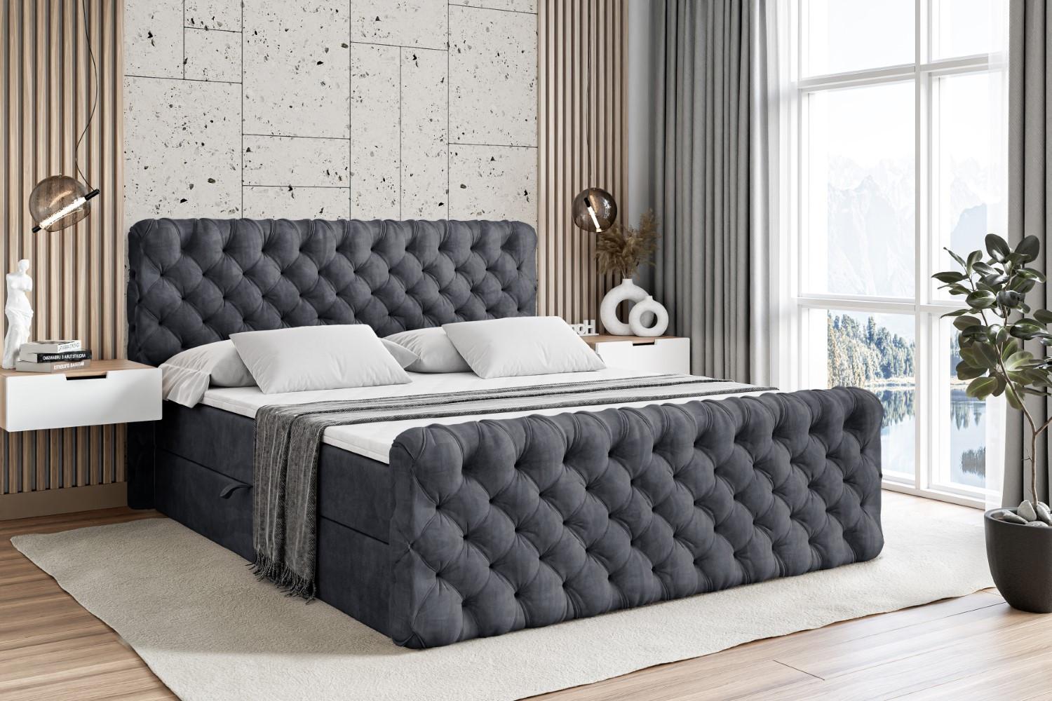 BOXBETT BOXI8-Z - 160x200 cm - H3 - Dunkelgrau Holzwerkstoff ALTDECOR Möbel > Betten > Boxspringbetten Grau