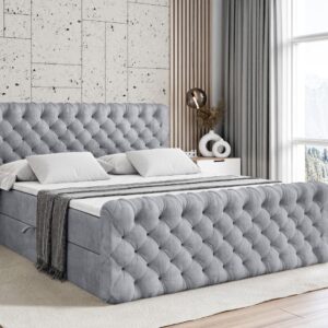 wohnli-moebel-suche-800000613547-1 BOXBETT BOXI8-Z - 160x200 cm - H3 - Hellgrau Holzwerkstoff ALTDECOR Möbel > Betten > Boxspringbetten Grau