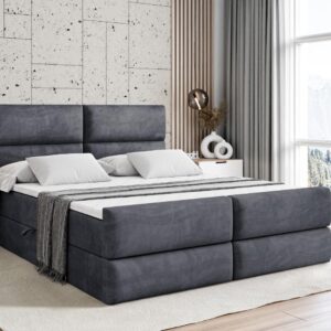 BOXBETT BOXI3-Z - 120x200 cm - H4 - Dunkelgrau Holzwerkstoff ALTDECOR Möbel > Betten > Boxspringbetten Grau