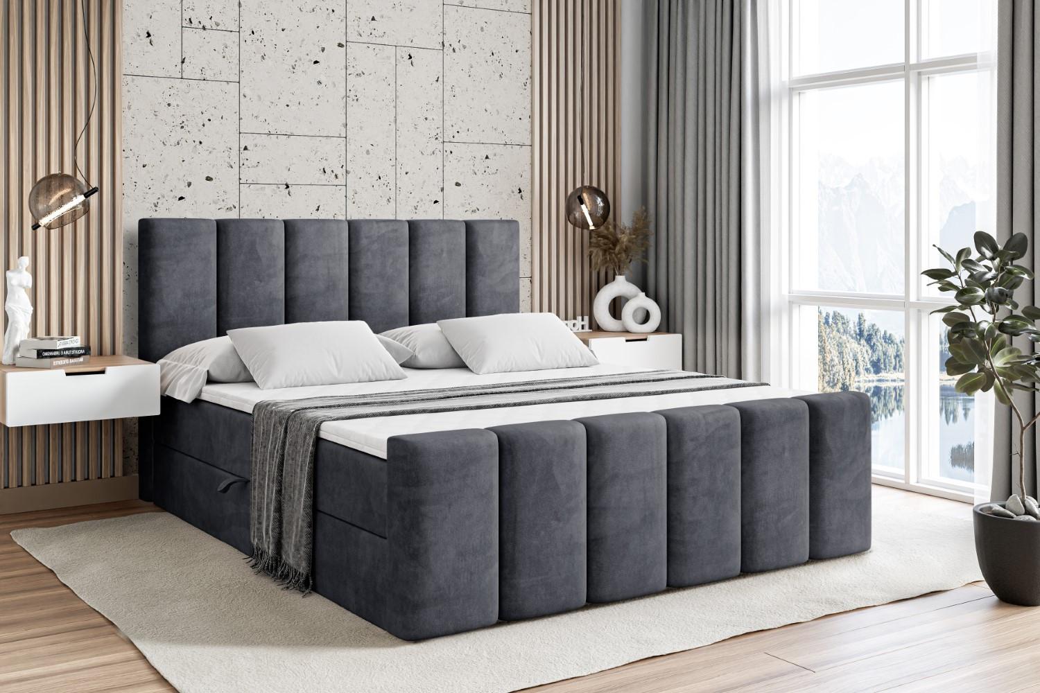 BOXBETT BOXI1-Z - 180x200 cm - H4 - Dunkelgrau Holzwerkstoff ALTDECOR Möbel > Betten > Boxspringbetten Grau