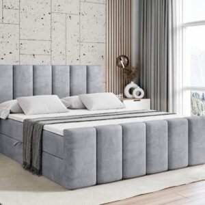 BOXBETT BOXI1-Z - 120x200 cm - H4 - Hellgrau Holzwerkstoff ALTDECOR Möbel > Betten > Boxspringbetten Grau