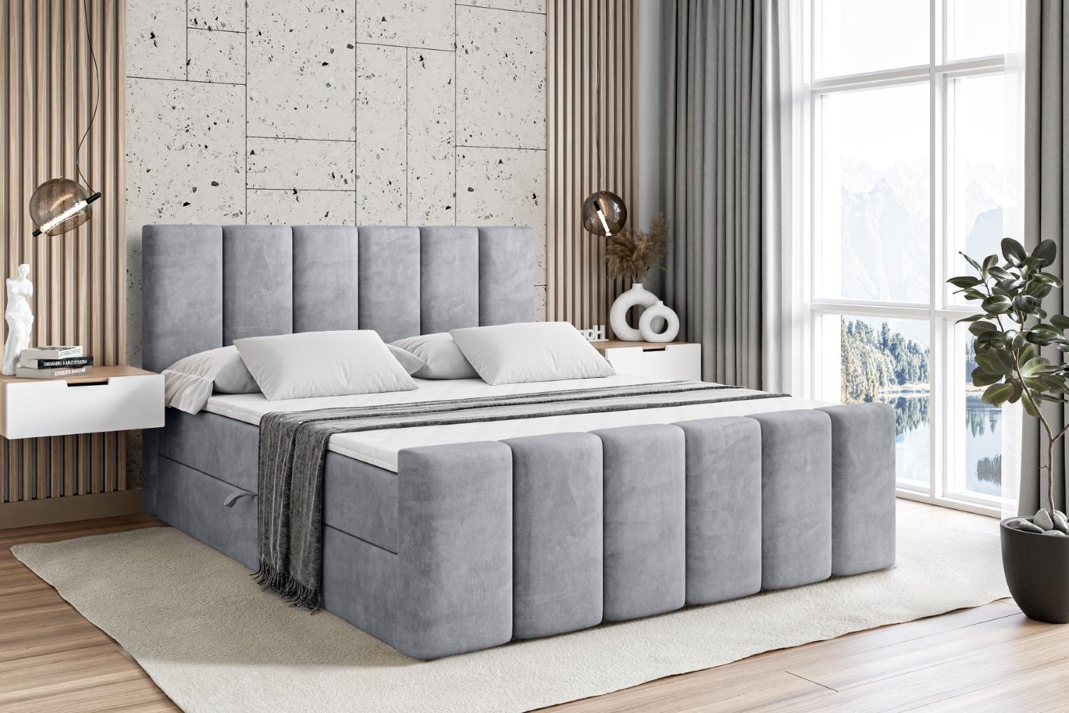 BOXBETT BOXI1-Z - 120x200 cm - H3 - Hellgrau Holzwerkstoff ALTDECOR Möbel > Betten > Boxspringbetten Grau
