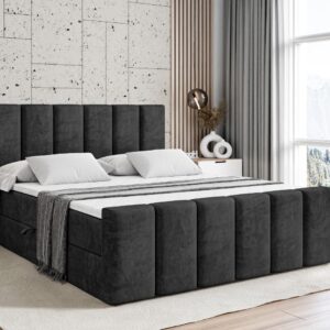 BOXBETT BOXI1-Z - 160x200 cm - H3 - Schwarz Holzwerkstoff ALTDECOR Möbel > Betten > Boxspringbetten Schwarz
