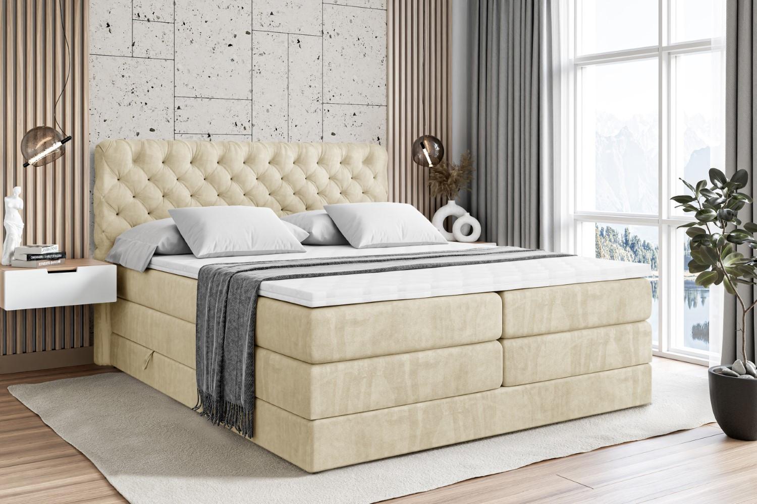 wohnli-moebel-suche-800000613618-1 BOXSPRINGBETT BOXI8 KING - 140x200 - H3/H4 - Beige Holzwerkstoff ALTDECOR Möbel > Betten > Boxspringbetten Beige