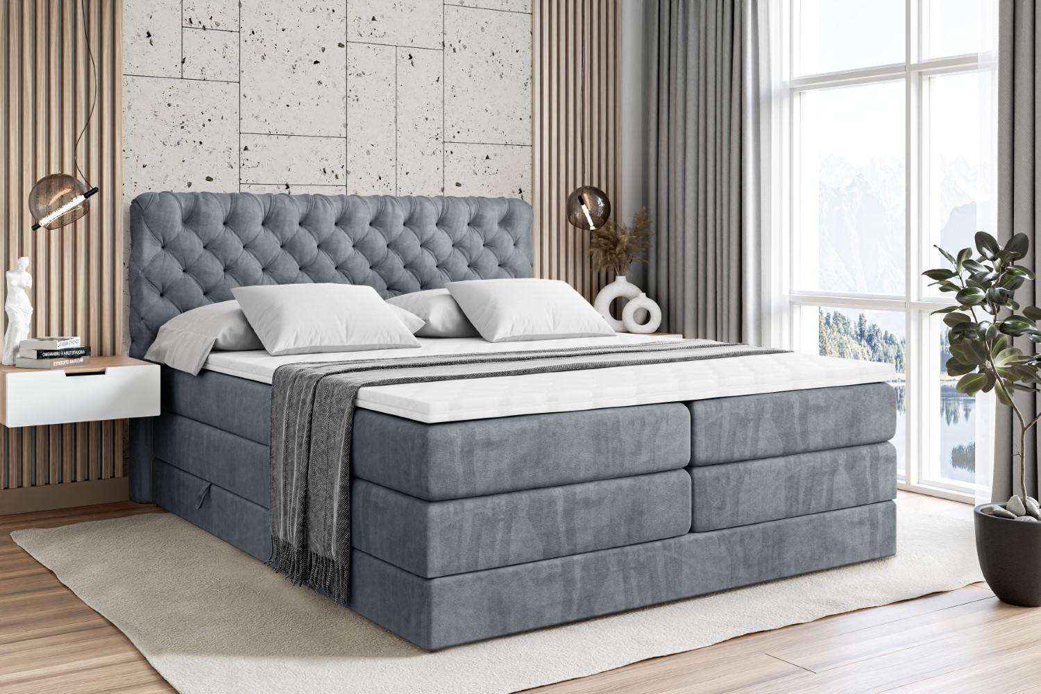 wohnli-moebel-suche-800000613630-1 BOXSPRINGBETT BOXI8 KING - 200x200 - H3/H4 - Grau Holzwerkstoff ALTDECOR Möbel > Betten > Boxspringbetten Grau