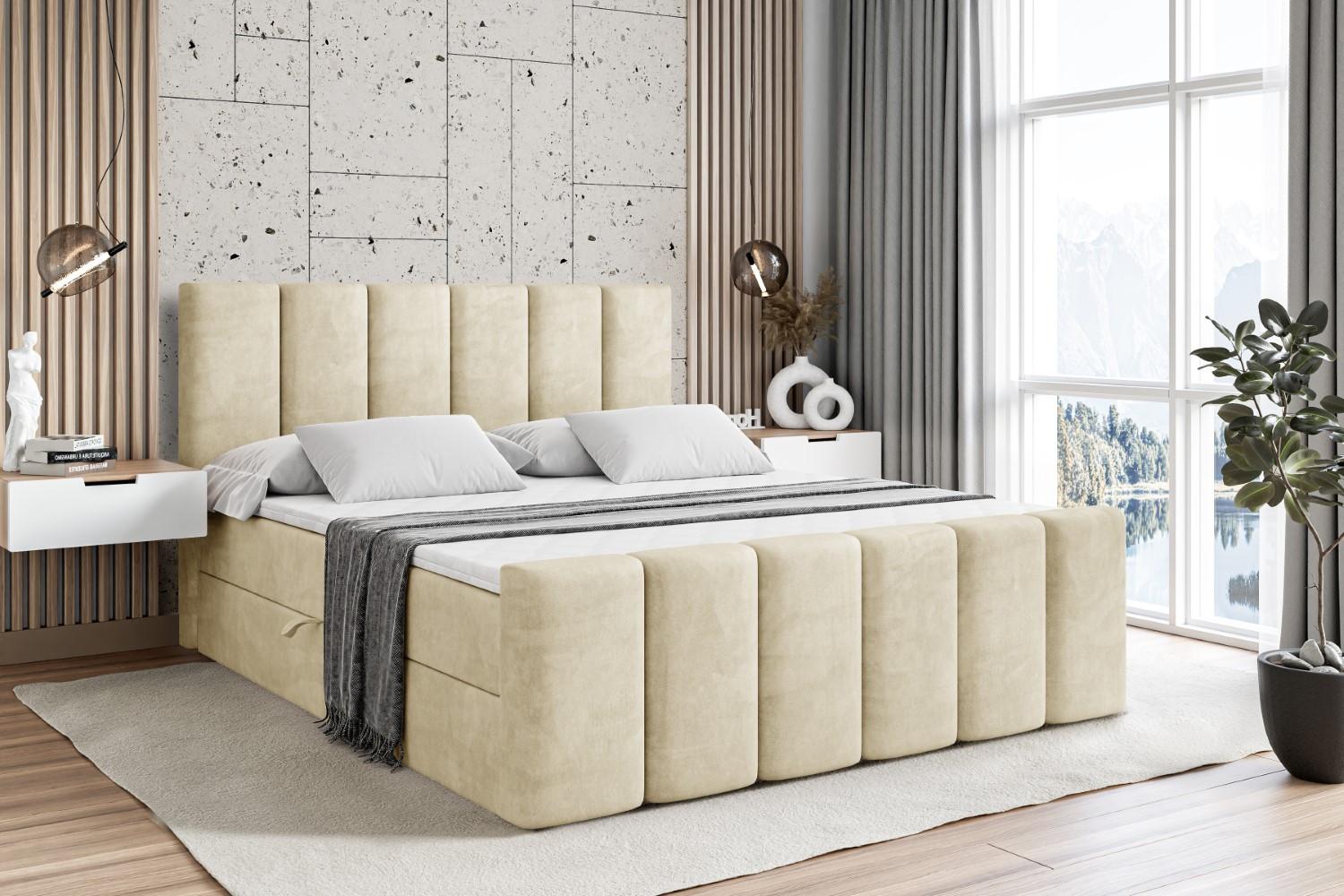 BOXBETT BOXI1-Z - 120x200 cm - H3 - Beige Holzwerkstoff ALTDECOR Möbel > Betten > Boxspringbetten Beige