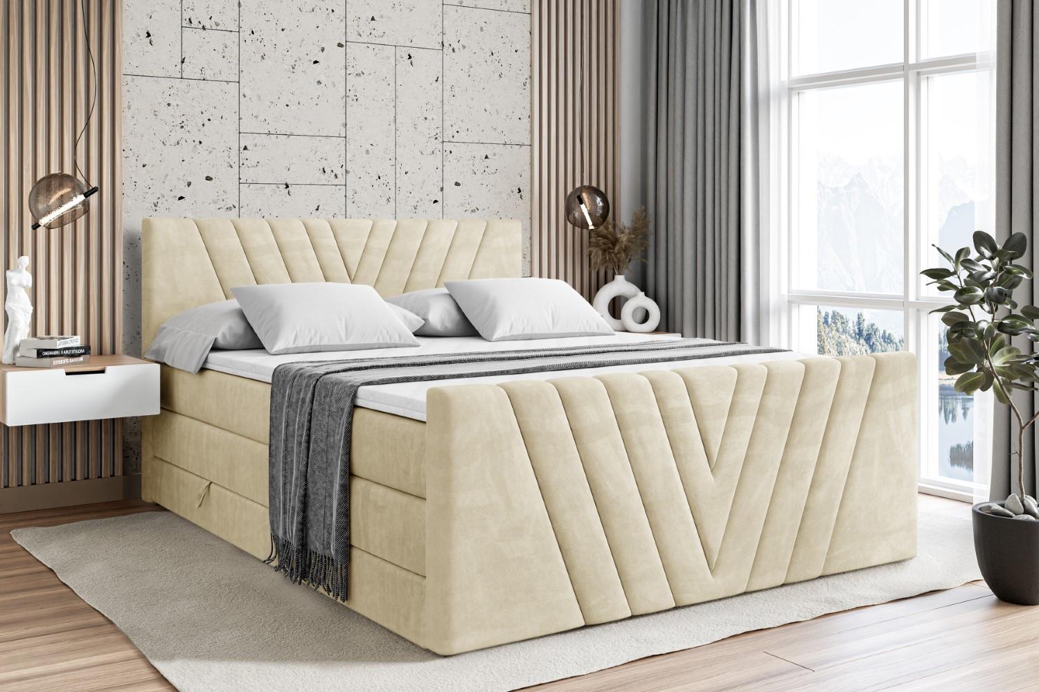 wohnli-moebel-suche-800000613658-1 BOXSPRINGBETT ERNINA-Z KING - 200x200 - H3/H4 - Beige Holzwerkstoff ALTDECOR Möbel > Betten > Boxspringbetten Beige