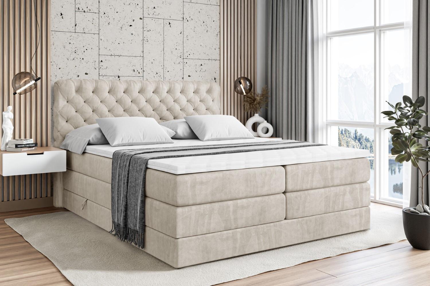 BOXSPRINGBETT BOXI8 KING - 140x200 - H3/H4 - Creme Holzwerkstoff ALTDECOR Möbel > Betten > Boxspringbetten Weiß