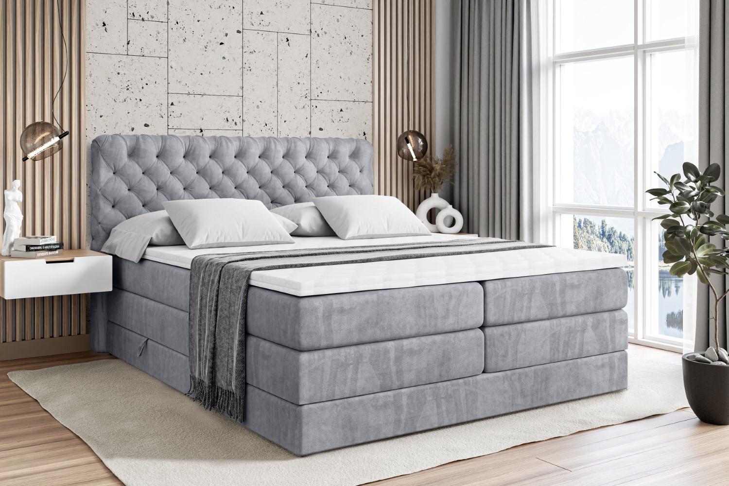 BOXSPRINGBETT BOXI8 KING - 180x200 - H3/H4 - Hellgrau Holzwerkstoff ALTDECOR Möbel > Betten > Boxspringbetten Grau