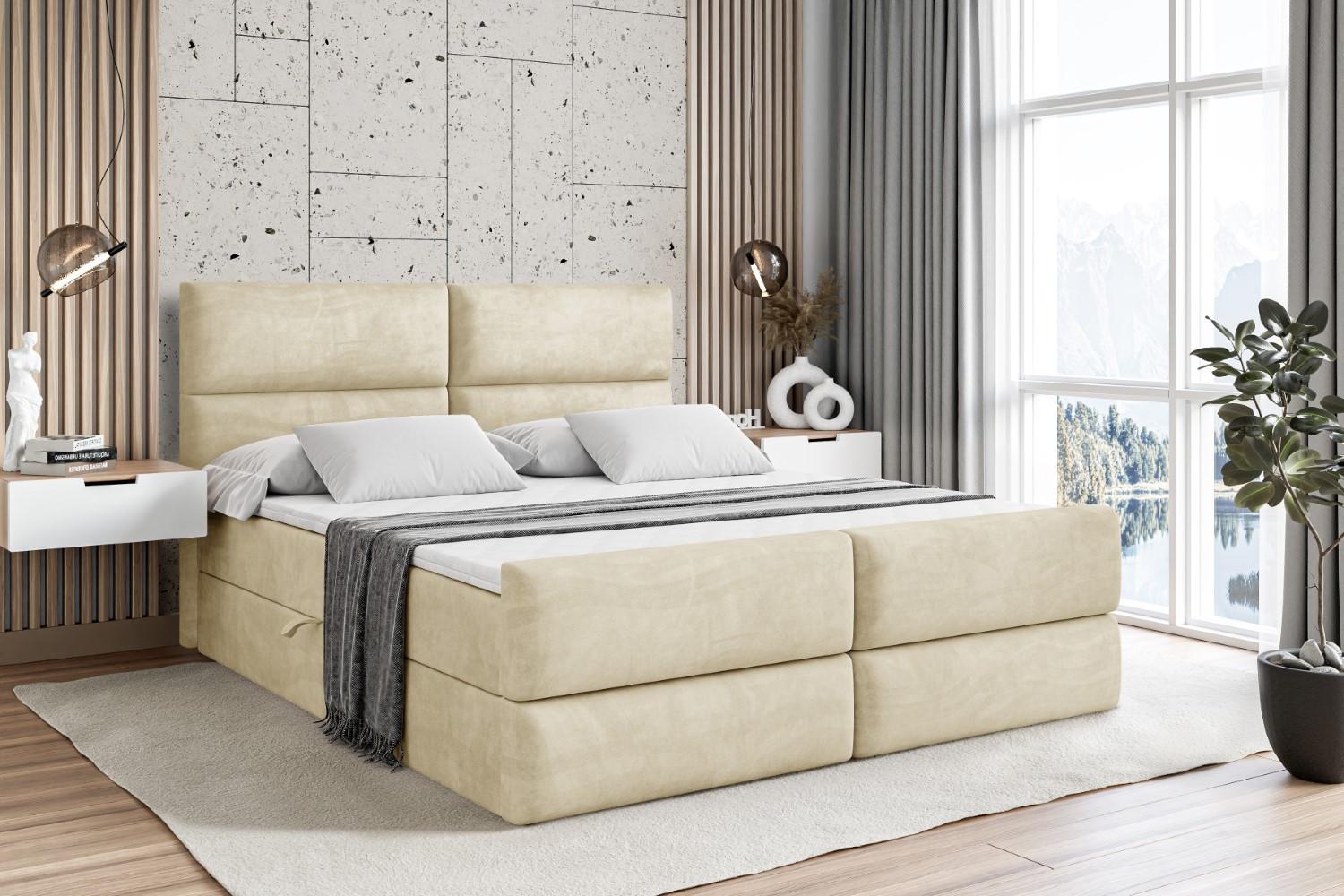 BOXBETT BOXI3-Z - 140x200 cm - H4 - Beige Holzwerkstoff ALTDECOR Möbel > Betten > Boxspringbetten Beige