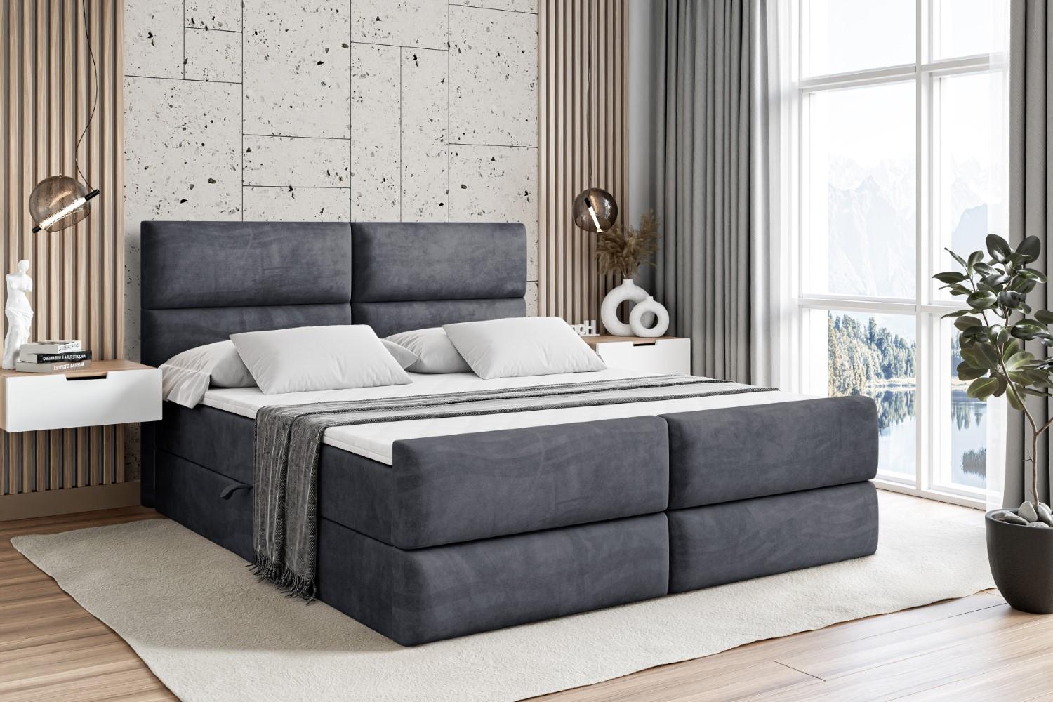 BOXBETT BOXI3-Z - 160x200 cm - H4 - Dunkelgrau Holzwerkstoff ALTDECOR Möbel > Betten > Boxspringbetten Grau