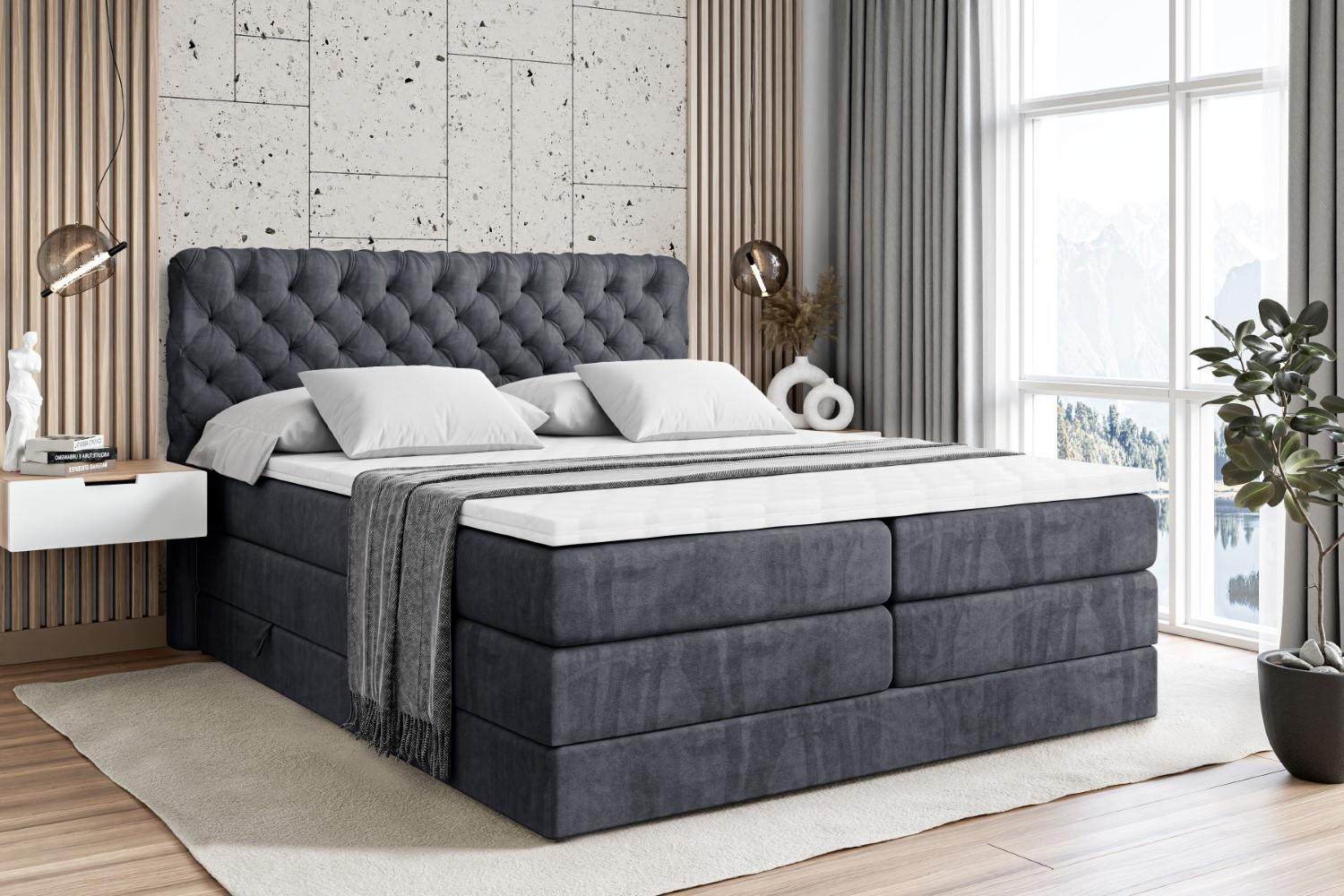 BOXSPRINGBETT BOXI8 KING - 140x200 - H3/H4 - Dunkelgrau Holzwerkstoff ALTDECOR Möbel > Betten > Boxspringbetten Grau