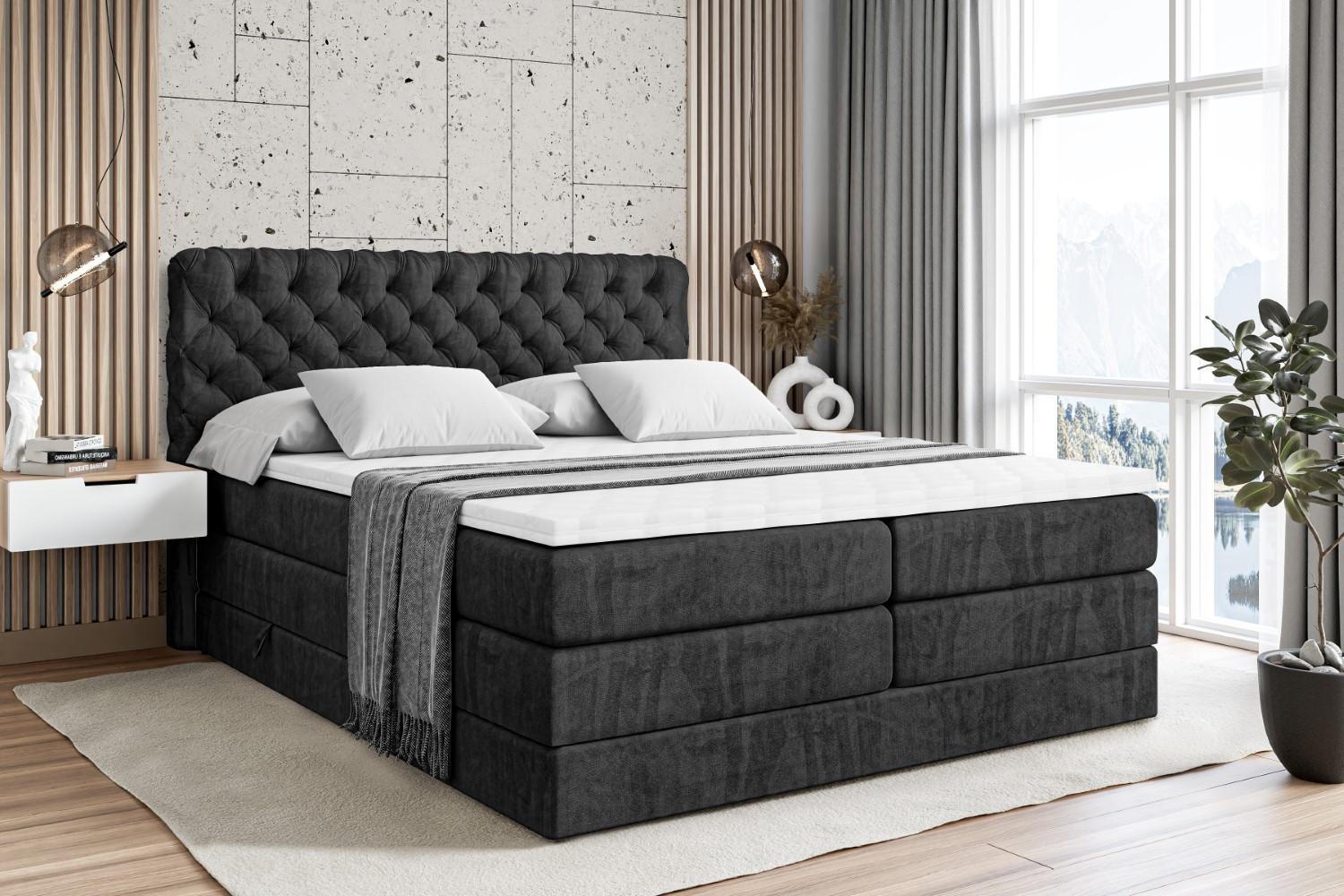 wohnli-moebel-suche-800000613776-1 BOXSPRINGBETT BOXI8 KING - 200x200 - H3/H4 - Schwarz Holzwerkstoff ALTDECOR Möbel > Betten > Boxspringbetten Schwarz