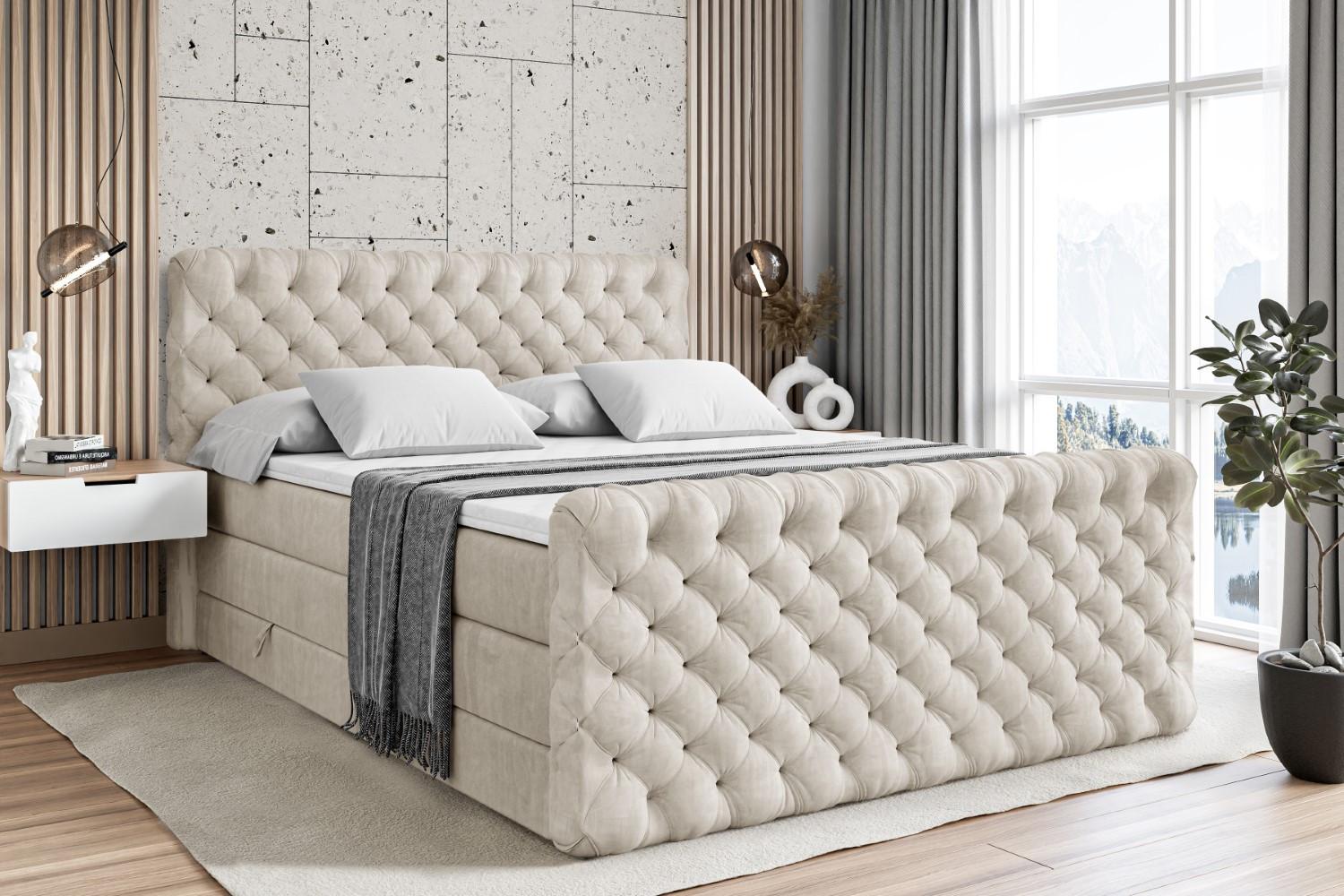 BOXSPRINGBETT BOXI8-Z KING - 200x200 - H3/H4 - Creme Holzwerkstoff ALTDECOR Möbel > Betten > Boxspringbetten Weiß