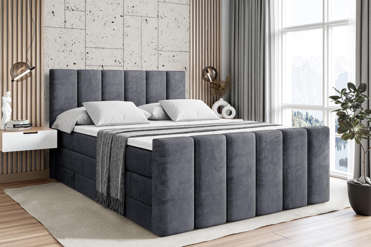 wohnli-moebel-suche-800000613804-1 BOXSPRINGBETT BOXI1-Z KING - 160x200 - H3/H4 - Dunkelgrau Holzwerkstoff ALTDECOR Möbel > Betten > Boxspringbetten Grau