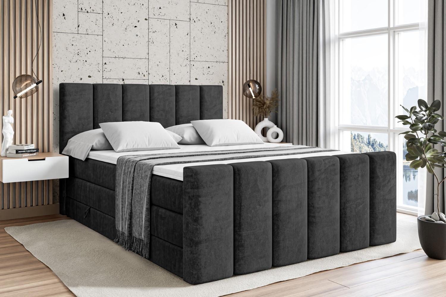 BOXSPRINGBETT BOXI1-Z KING - 160x200 - H3/H4 - Schwarz Holzwerkstoff ALTDECOR Möbel > Betten > Boxspringbetten Schwarz