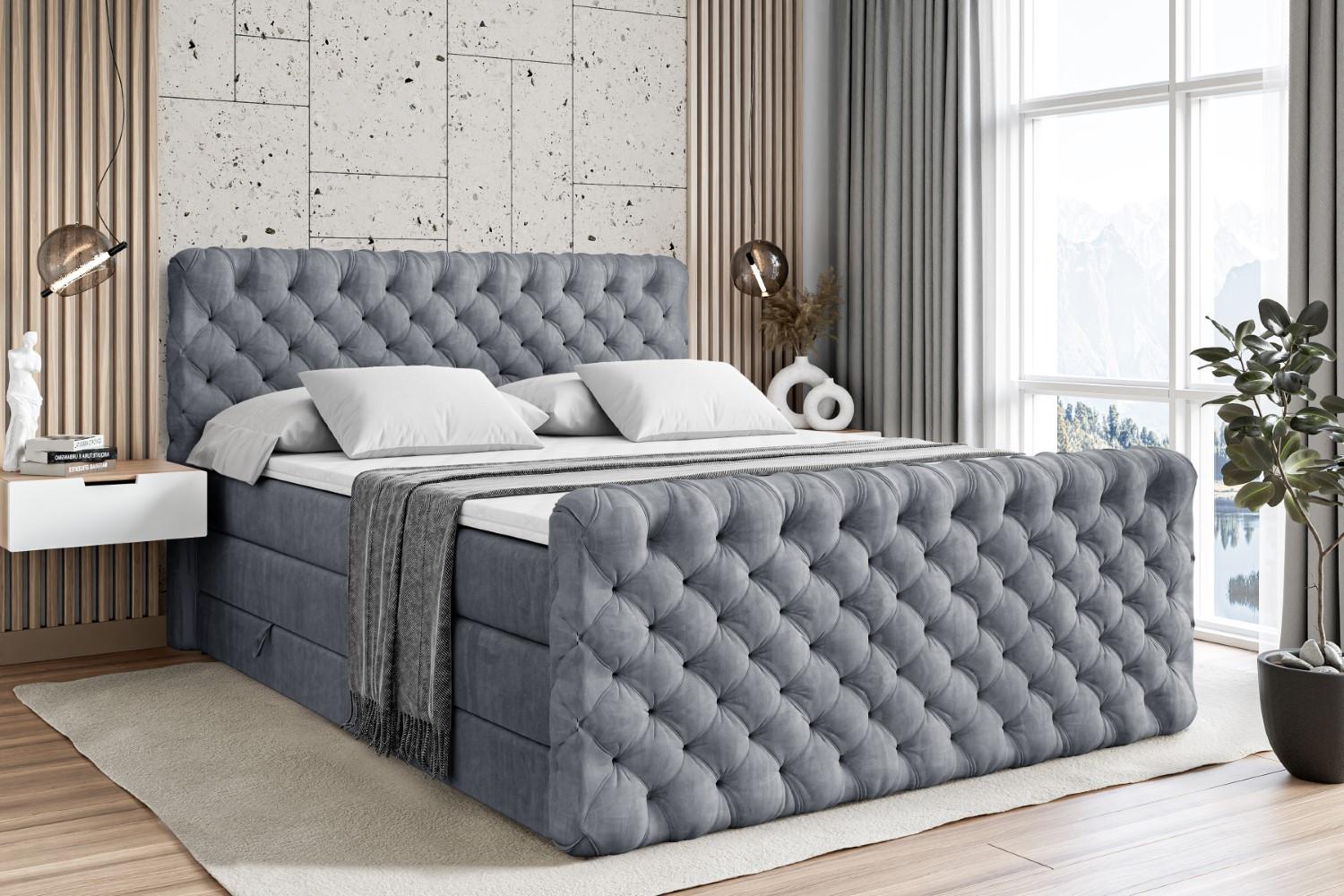wohnli-moebel-suche-800000613811-1 BOXSPRINGBETT BOXI8-Z KING - 180x200 - H3/H4 - Grau Holzwerkstoff ALTDECOR Möbel > Betten > Boxspringbetten Grau