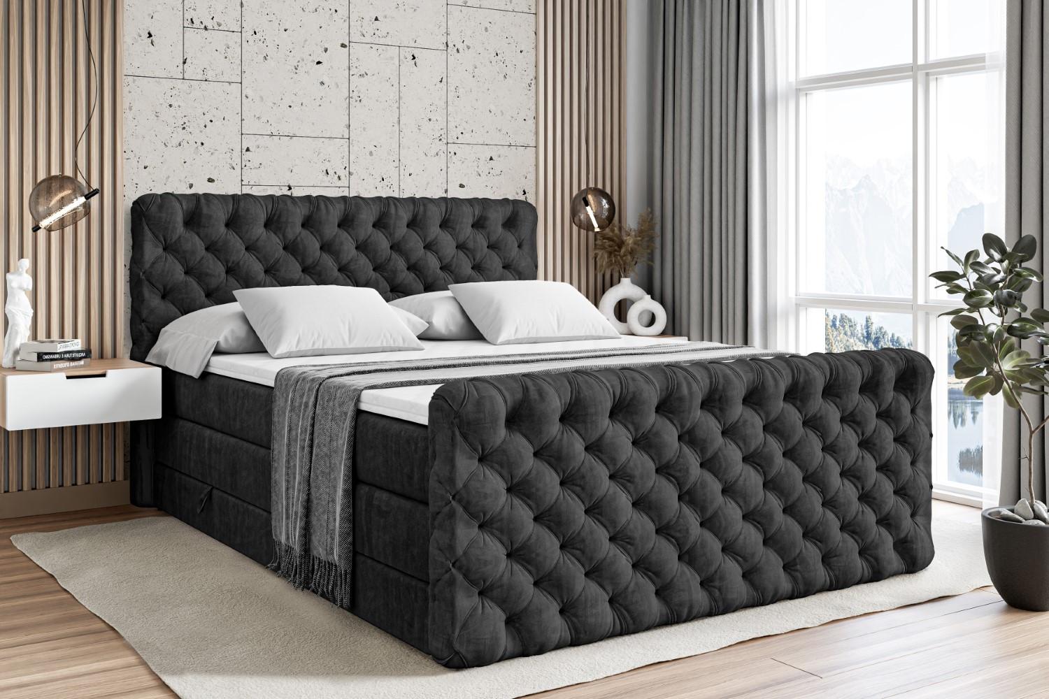 wohnli-moebel-suche-800000613824-1 BOXSPRINGBETT BOXI8-Z KING - 180x200 - H3/H4 - Schwarz Holzwerkstoff ALTDECOR Möbel > Betten > Boxspringbetten Schwarz