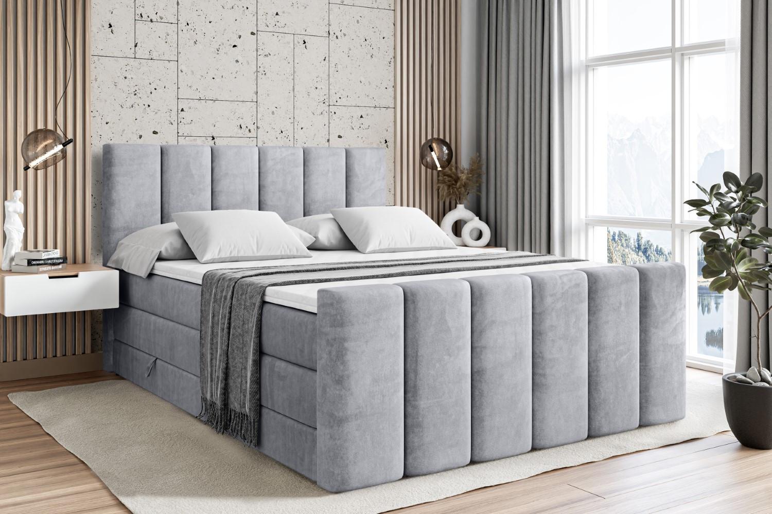 BOXSPRINGBETT BOXI1-Z KING - 180x200 - H3/H4 - Hellgrau Holzwerkstoff ALTDECOR Möbel > Betten > Boxspringbetten Grau