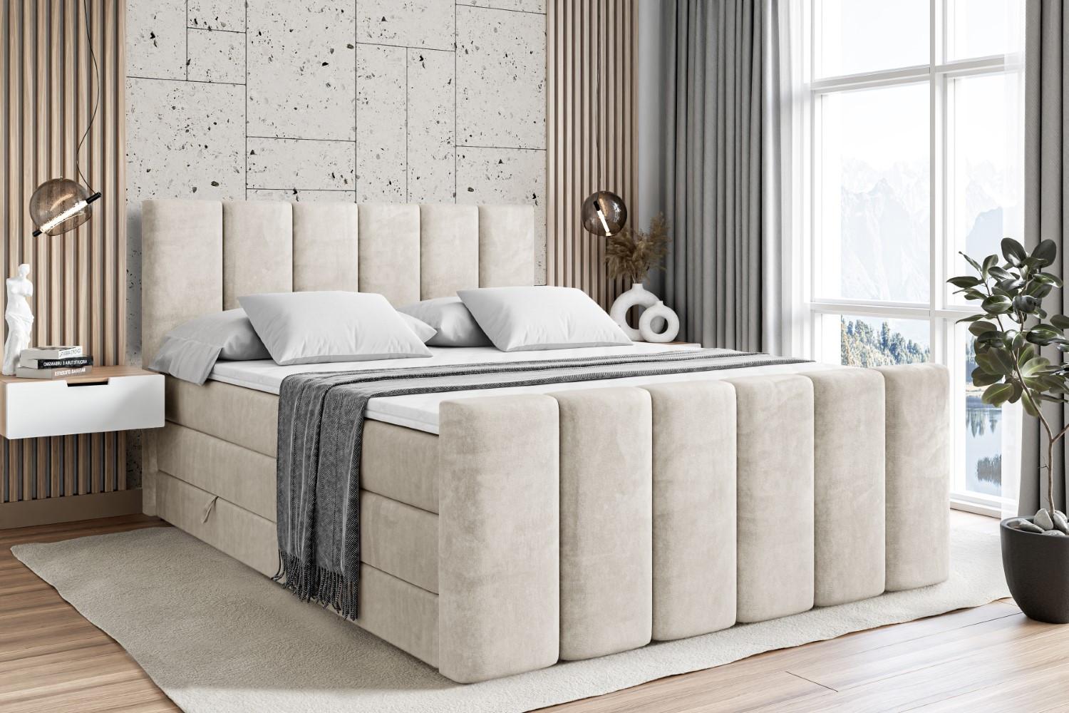 BOXSPRINGBETT BOXI1-Z KING - 160x200 - H3/H4 - Creme Holzwerkstoff ALTDECOR Möbel > Betten > Boxspringbetten Weiß