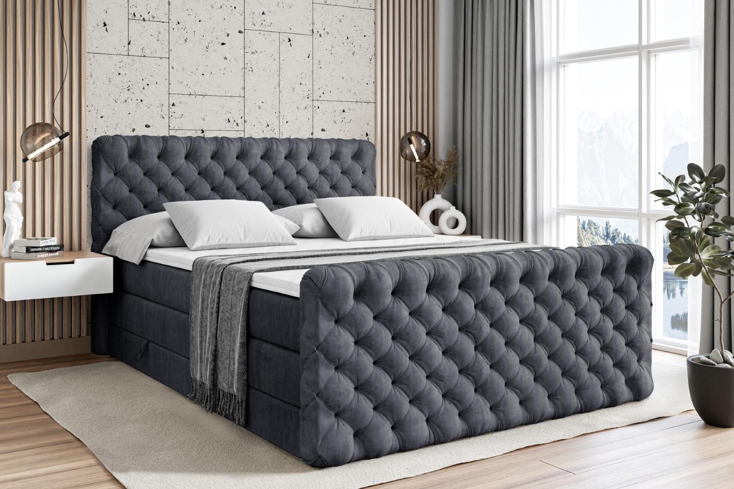 wohnli-moebel-suche-800000613851-1 BOXSPRINGBETT BOXI8-Z KING - 140x200 - H3/H4 - Dunkelgrau Holzwerkstoff ALTDECOR Möbel > Betten > Boxspringbetten Grau