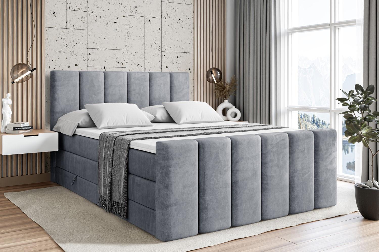 BOXSPRINGBETT BOXI1-Z KING - 160x200 - H3/H4 - Grau Holzwerkstoff ALTDECOR Möbel > Betten > Boxspringbetten Grau