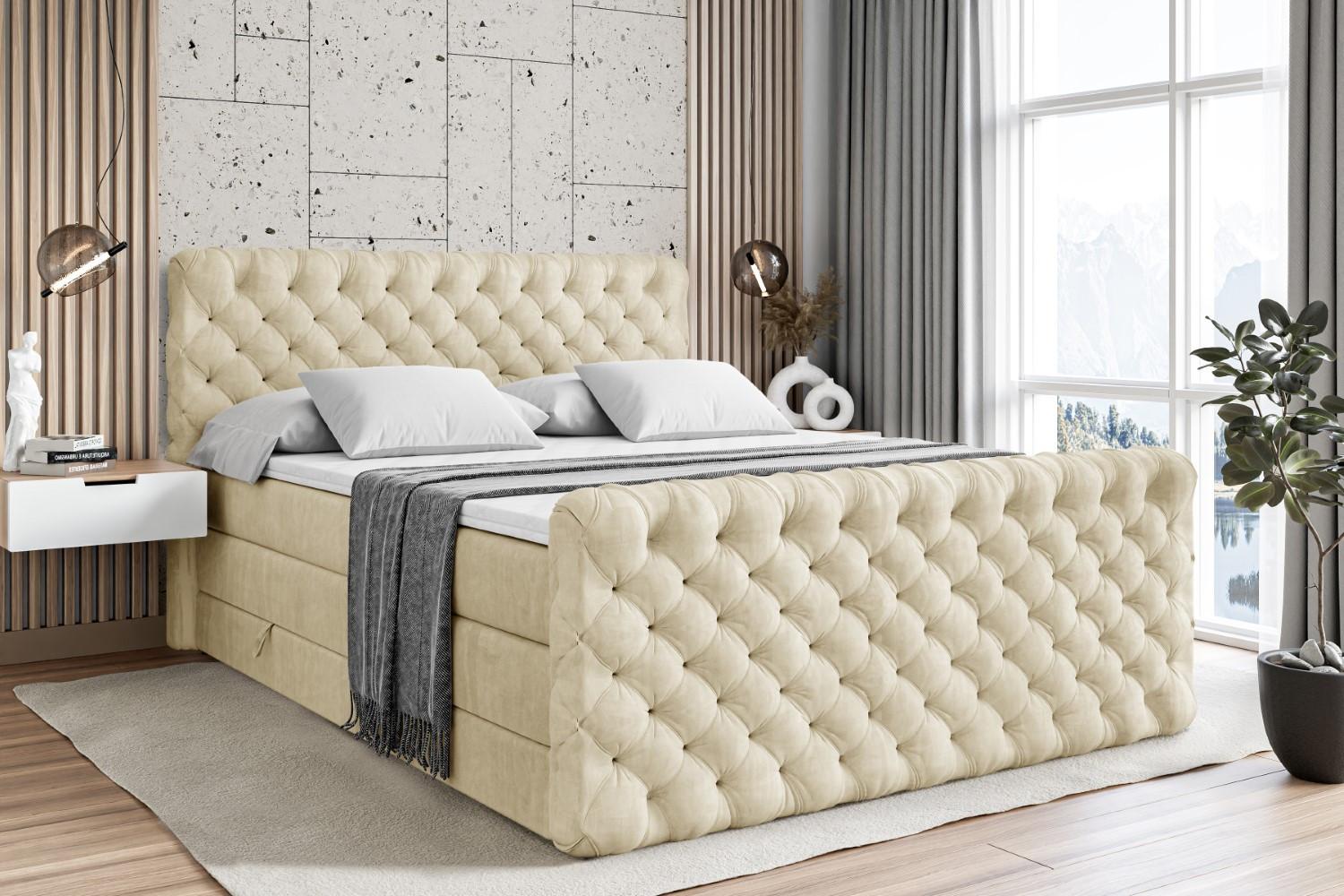 wohnli-moebel-suche-800000613859-1 BOXSPRINGBETT BOXI8-Z KING - 200x200 - H3/H4 - Beige Holzwerkstoff ALTDECOR Möbel > Betten > Boxspringbetten Beige