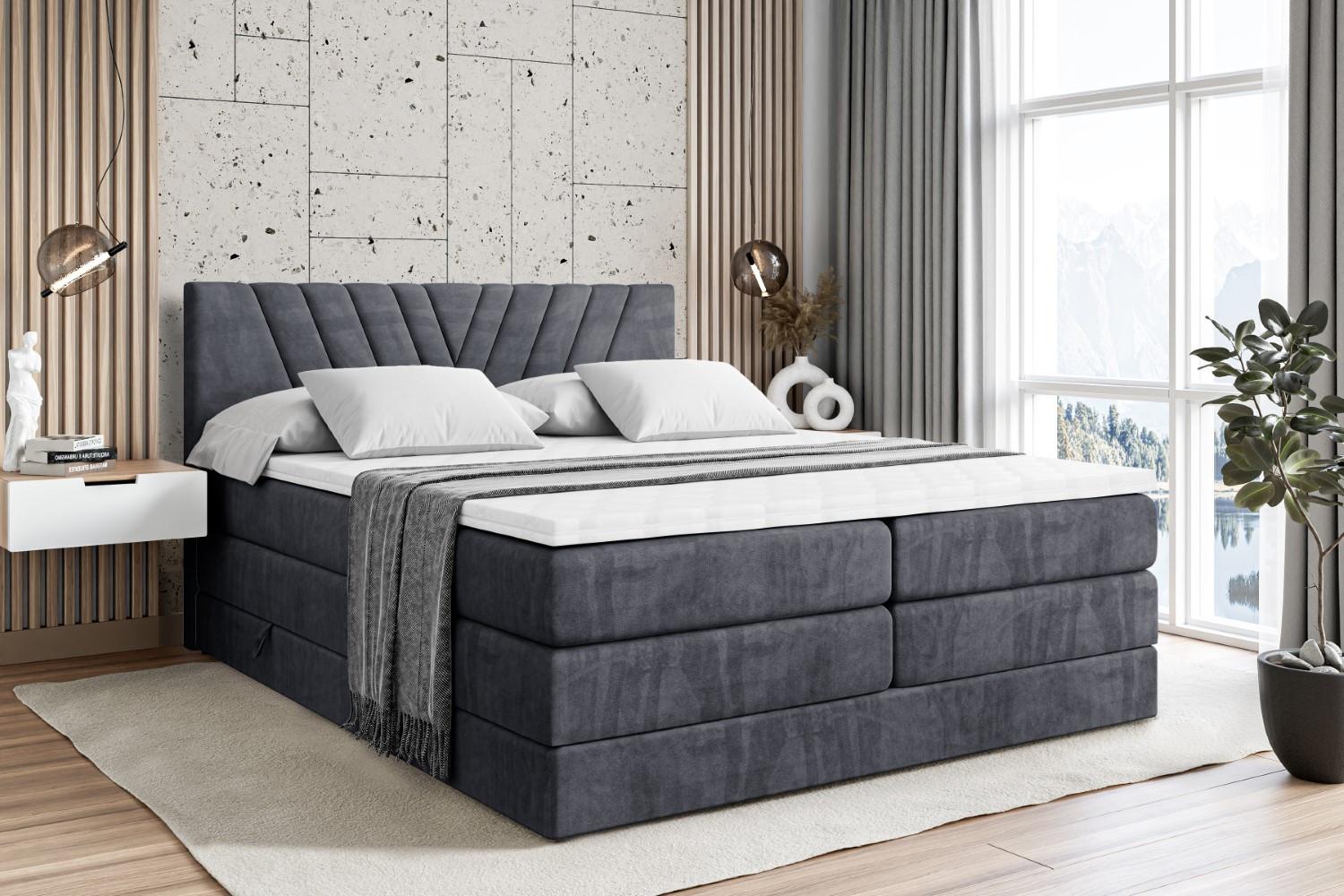wohnli-moebel-suche-800000613901-1 BOXSPRINGBETT ERNINA KING - 120x200 - H3/H4 - Dunkelgrau Holzwerkstoff ALTDECOR Möbel > Betten > Boxspringbetten Grau