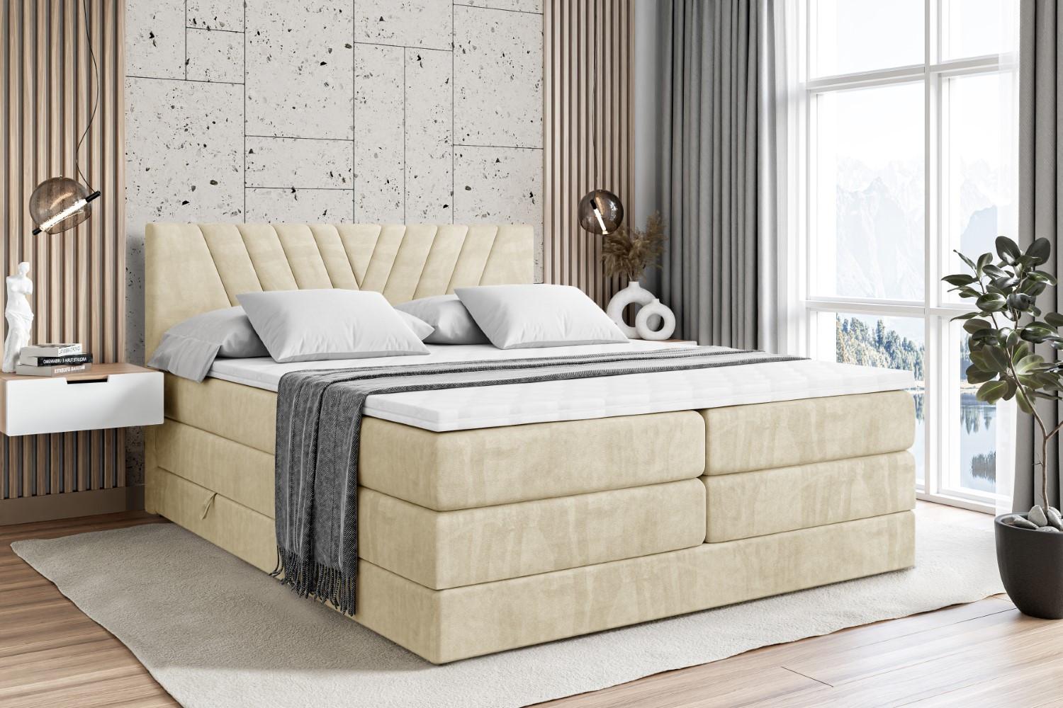 wohnli-moebel-suche-800000613909-1 BOXSPRINGBETT ERNINA KING - 180x200 - H3/H4 - Beige Holzwerkstoff ALTDECOR Möbel > Betten > Boxspringbetten Beige
