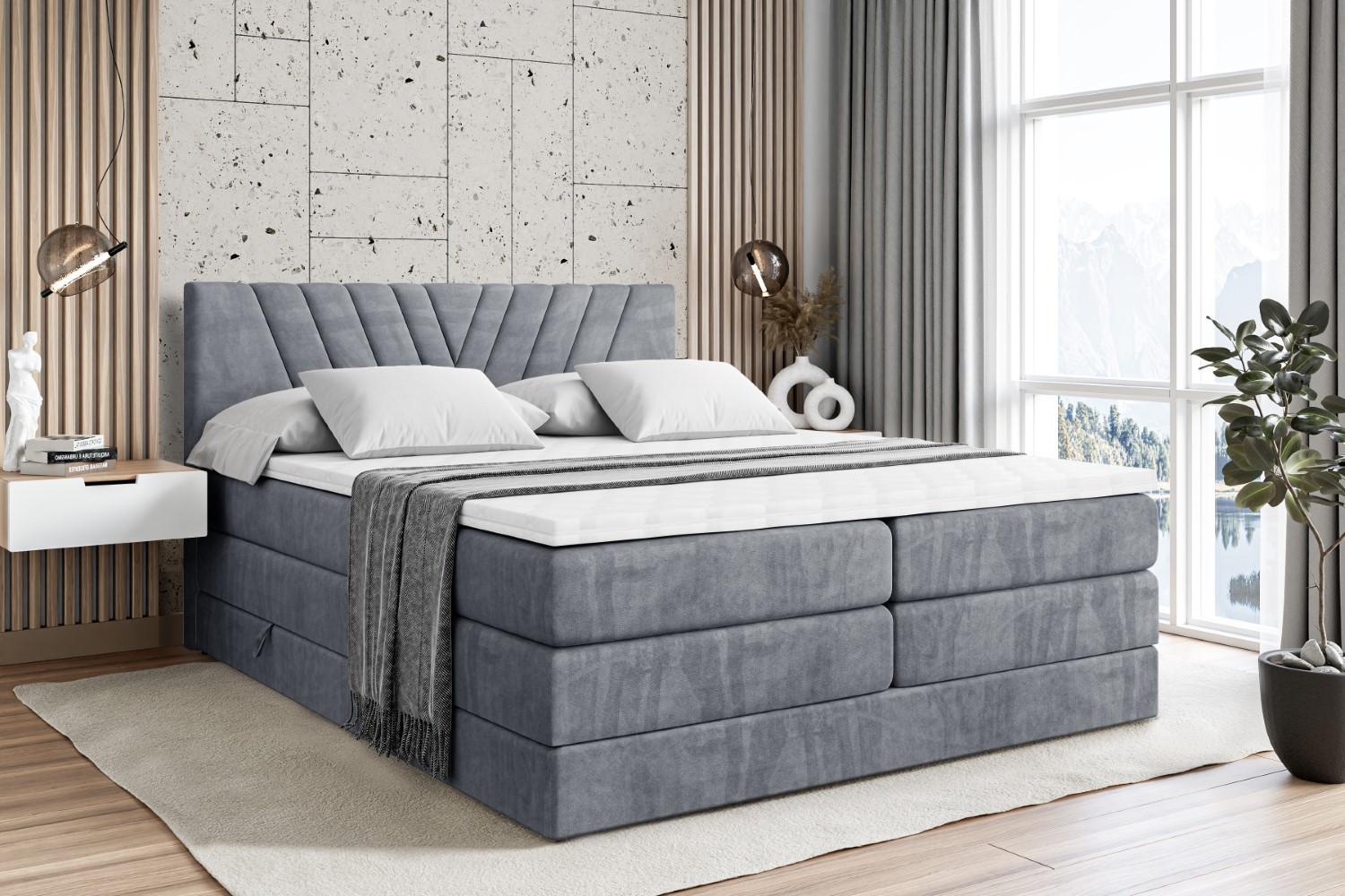 wohnli-moebel-suche-800000613940-1 BOXSPRINGBETT ERNINA KING - 180x200 - H3/H4 - Grau Holzwerkstoff ALTDECOR Möbel > Betten > Boxspringbetten Grau