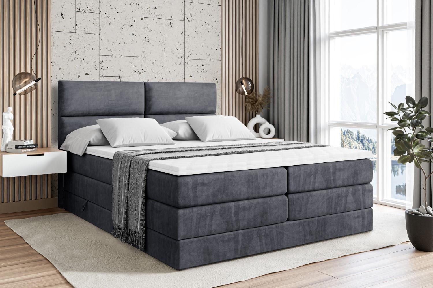 wohnli-moebel-suche-800000614050-1 BOXSPRINGBETT BOXI3 KING - 200x200 - H3/H4 - Dunkelgrau Holzwerkstoff ALTDECOR Möbel > Betten > Boxspringbetten Grau