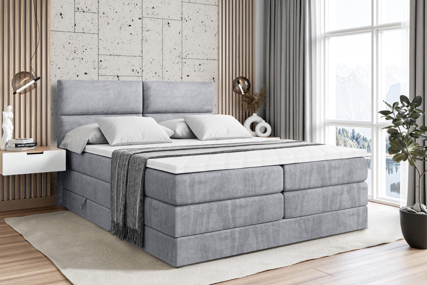 BOXSPRINGBETT BOXI3 KING - 180x200 - H3/H4 - Hellgrau Holzwerkstoff ALTDECOR Möbel > Betten > Boxspringbetten Grau