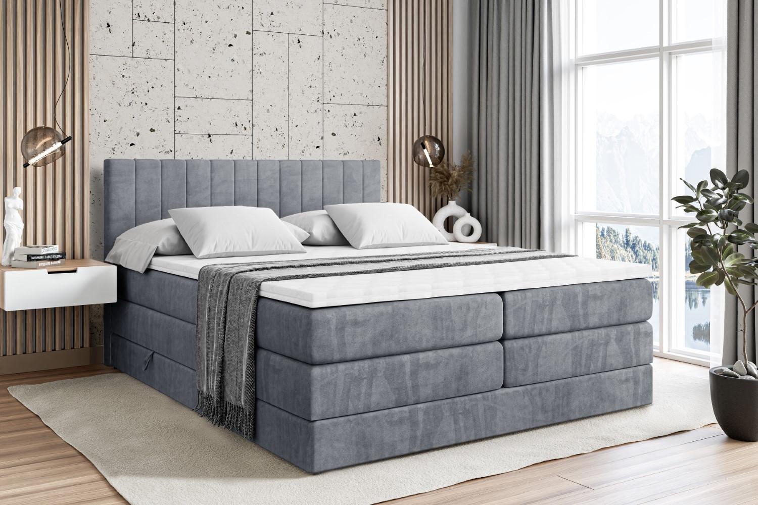 BOXSPRINGBETT EDITA KING - 120x200 - H3/H4 - Grau Holzwerkstoff ALTDECOR Möbel > Betten > Boxspringbetten Grau