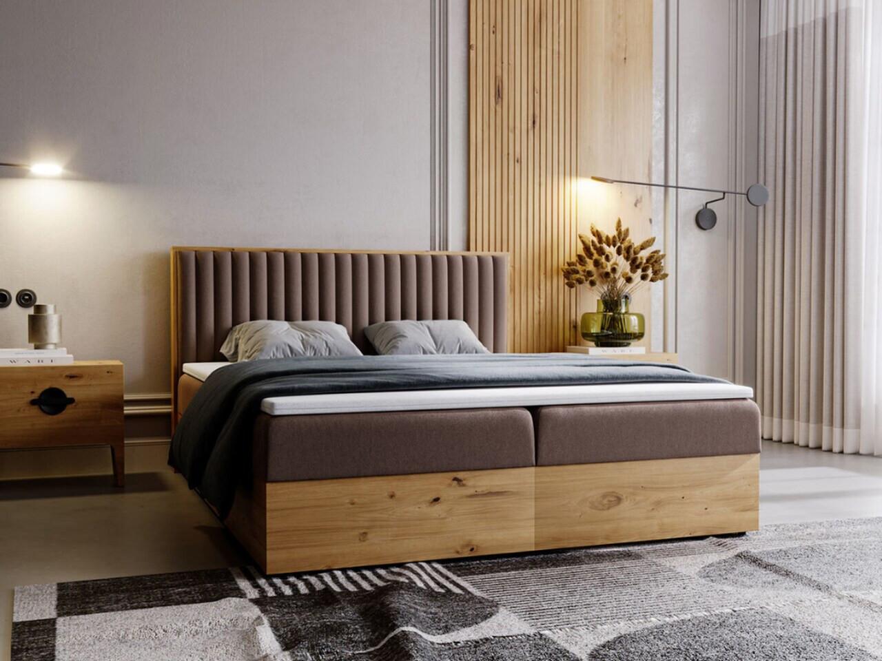 wohnli-moebel-suche-800000615262-1 BOXBETT Forest 140x200 Braun Textil Graingold Möbel > Betten > Boxspringbetten Braun