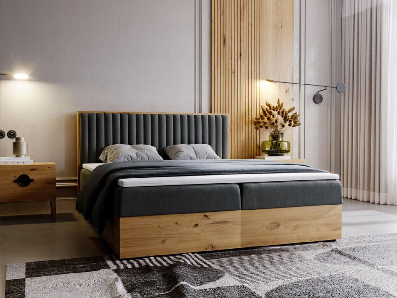 wohnli-moebel-suche-800000615274-1 BOXBETT Forest 140x200 Dunkelgrau Textil Graingold Möbel > Betten > Boxspringbetten Grau