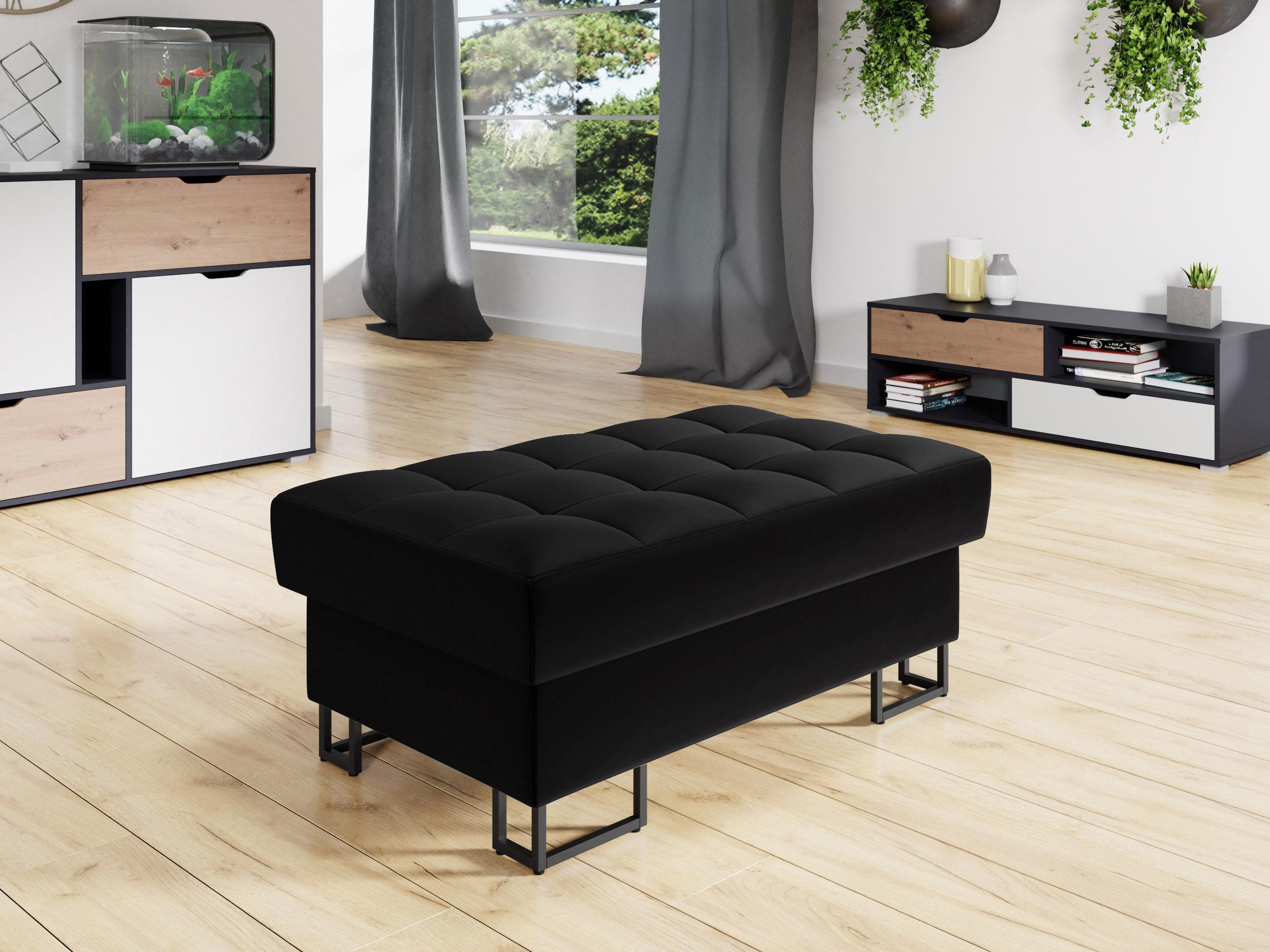 POLSTERHOCKER Laris Textil MIRJAN24 Möbel > Sessel > Hocker Schwarz