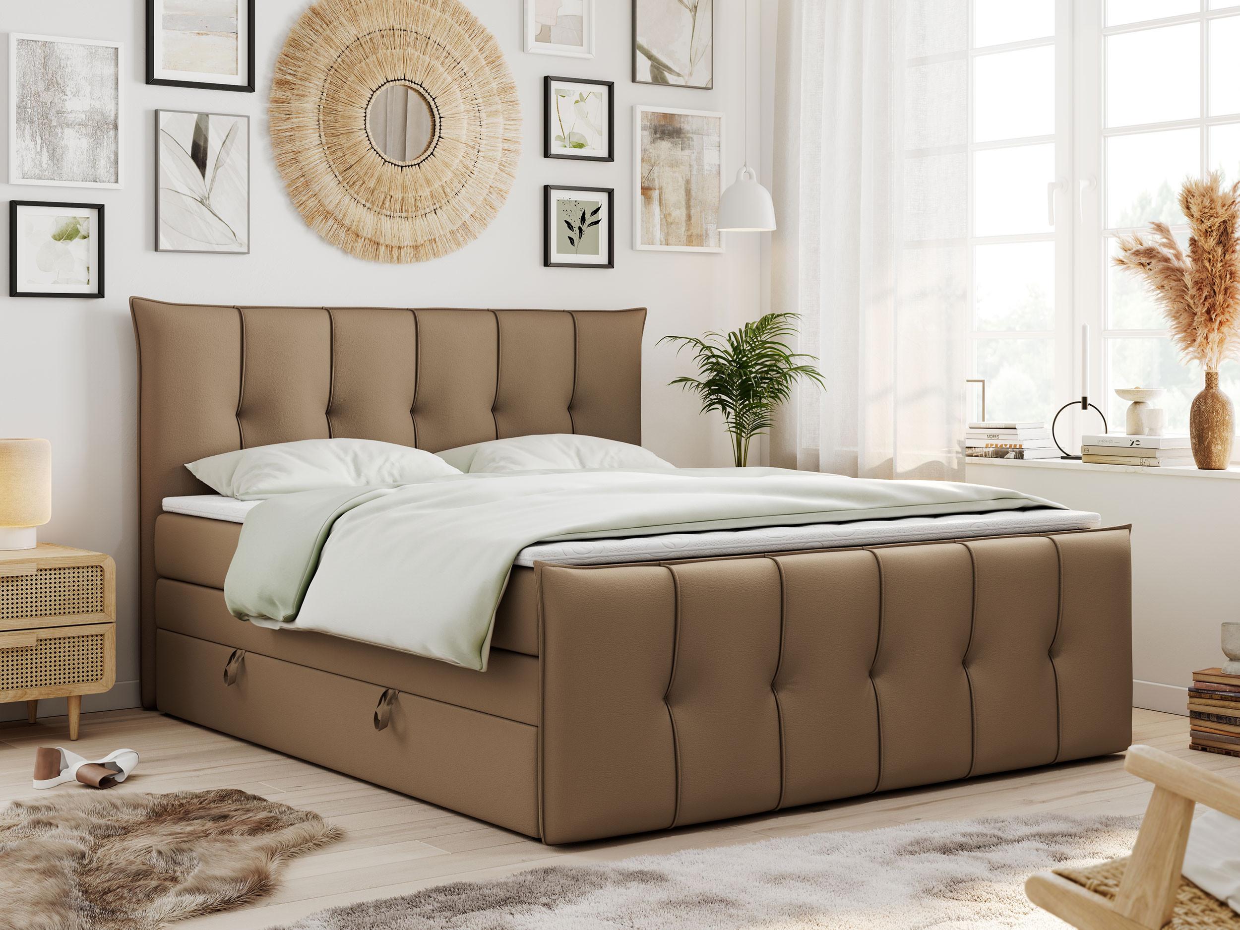wohnli-moebel-suche-800000616909-1 BOXSPRINGBETT PREMIUM 11 KING 180/200 Braun Kunstleder - H3 Textil MKS Möbel > Betten > Boxspringbetten Braun