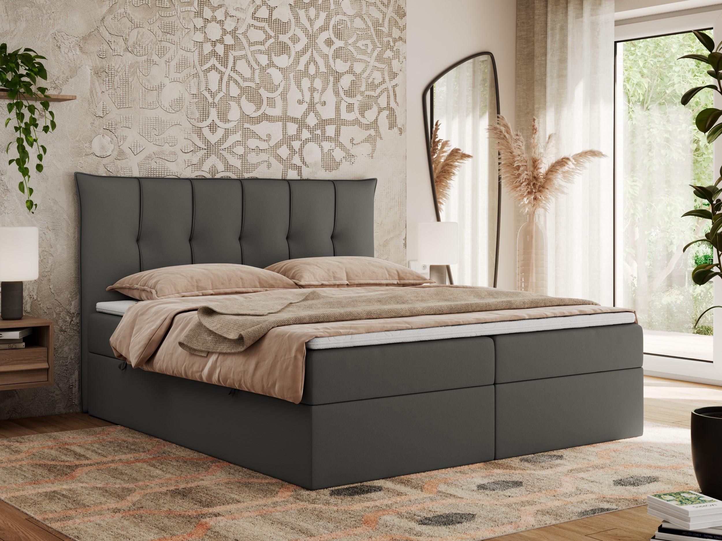 BOXBETT PREMIUM 10 160/200 Dunkelgrau Kunstleder - H4 Textil MKS Möbel > Betten > Boxspringbetten Grau