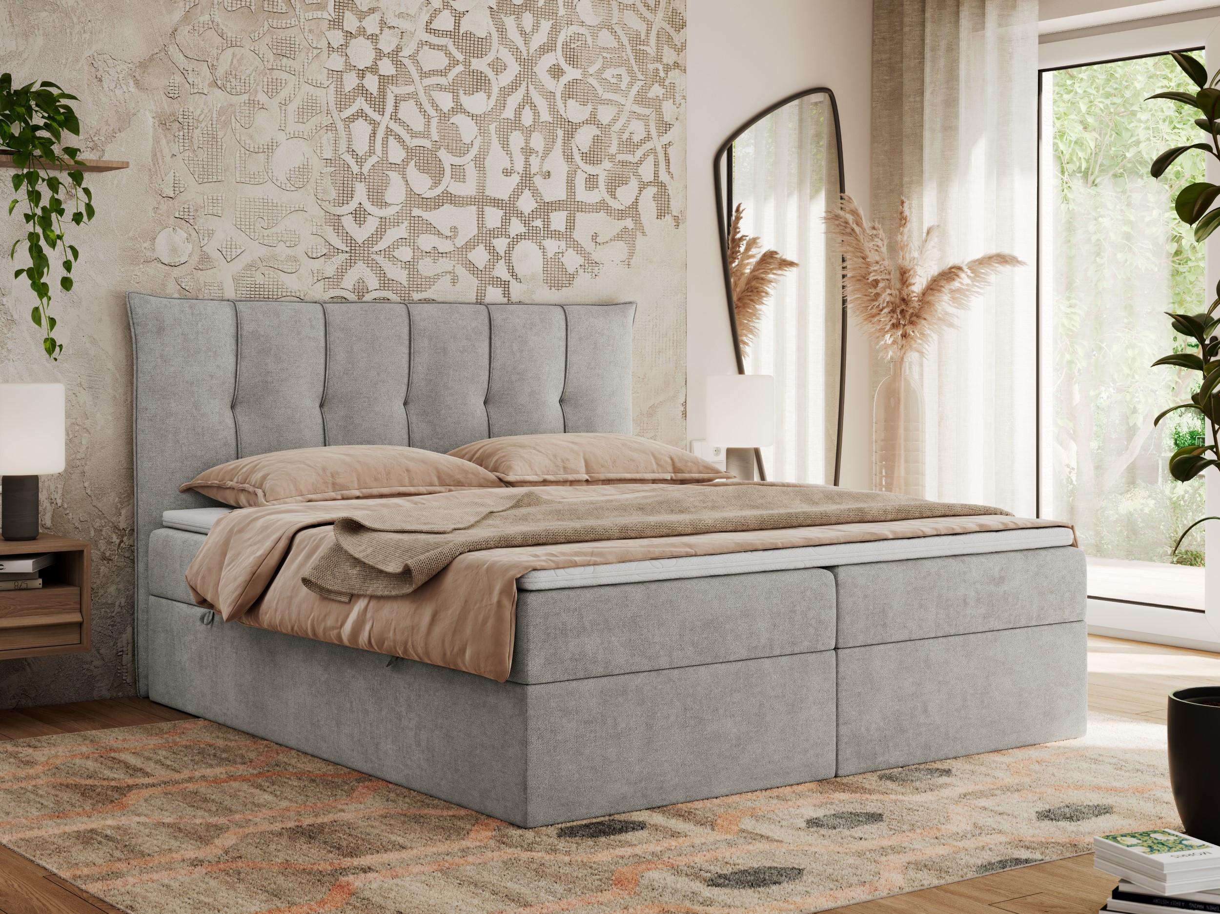 BOXBETT PREMIUM 10 180/200 Hellgrau Struktur - H4 Textil MKS Möbel > Betten > Boxspringbetten Grau