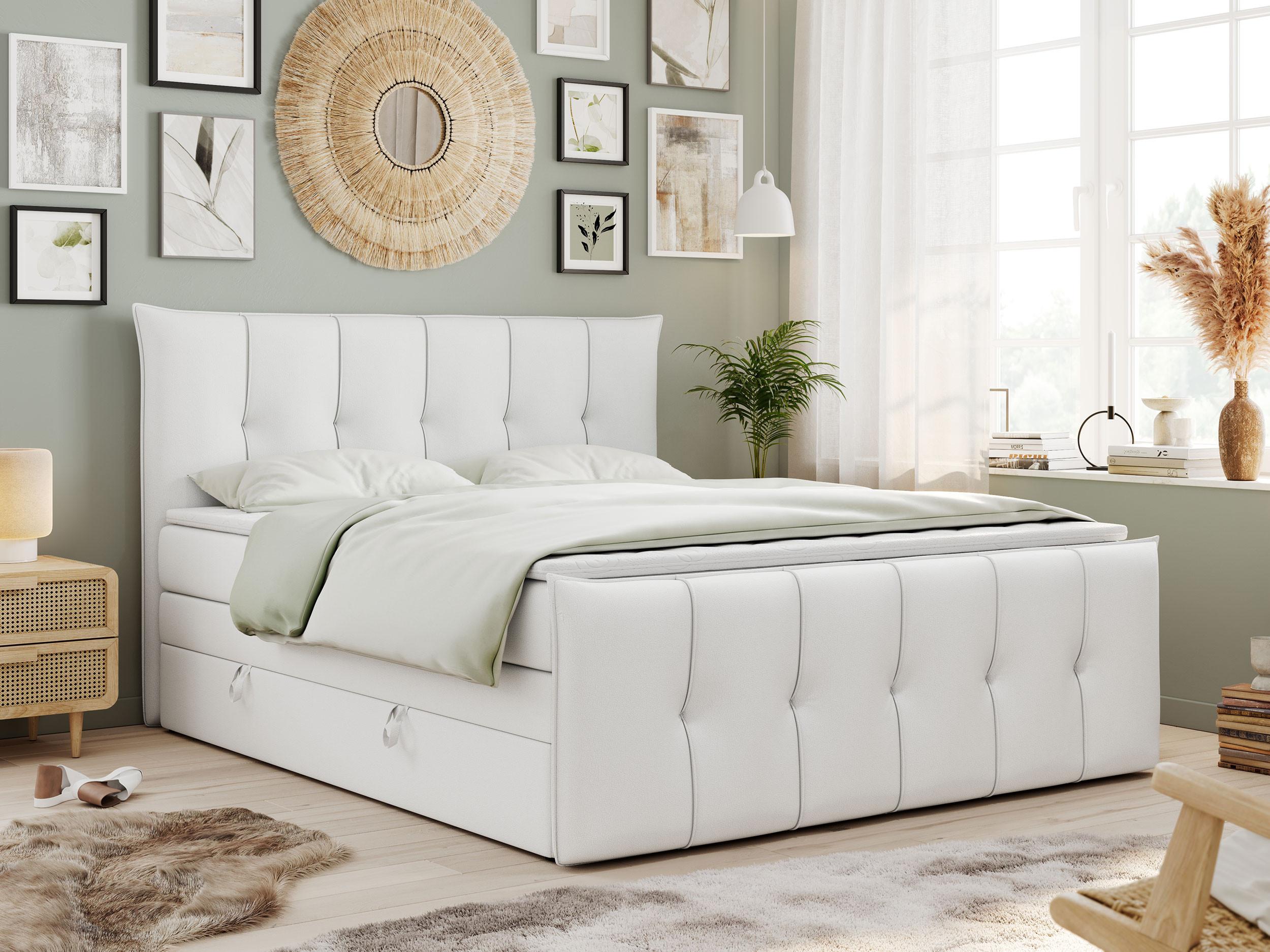 wohnli-moebel-suche-800000617076-1 BOXSPRINGBETT PREMIUM 11 KING 200/200 Weiß Kunstleder - H4 Textil MKS Möbel > Betten > Boxspringbetten Weiß