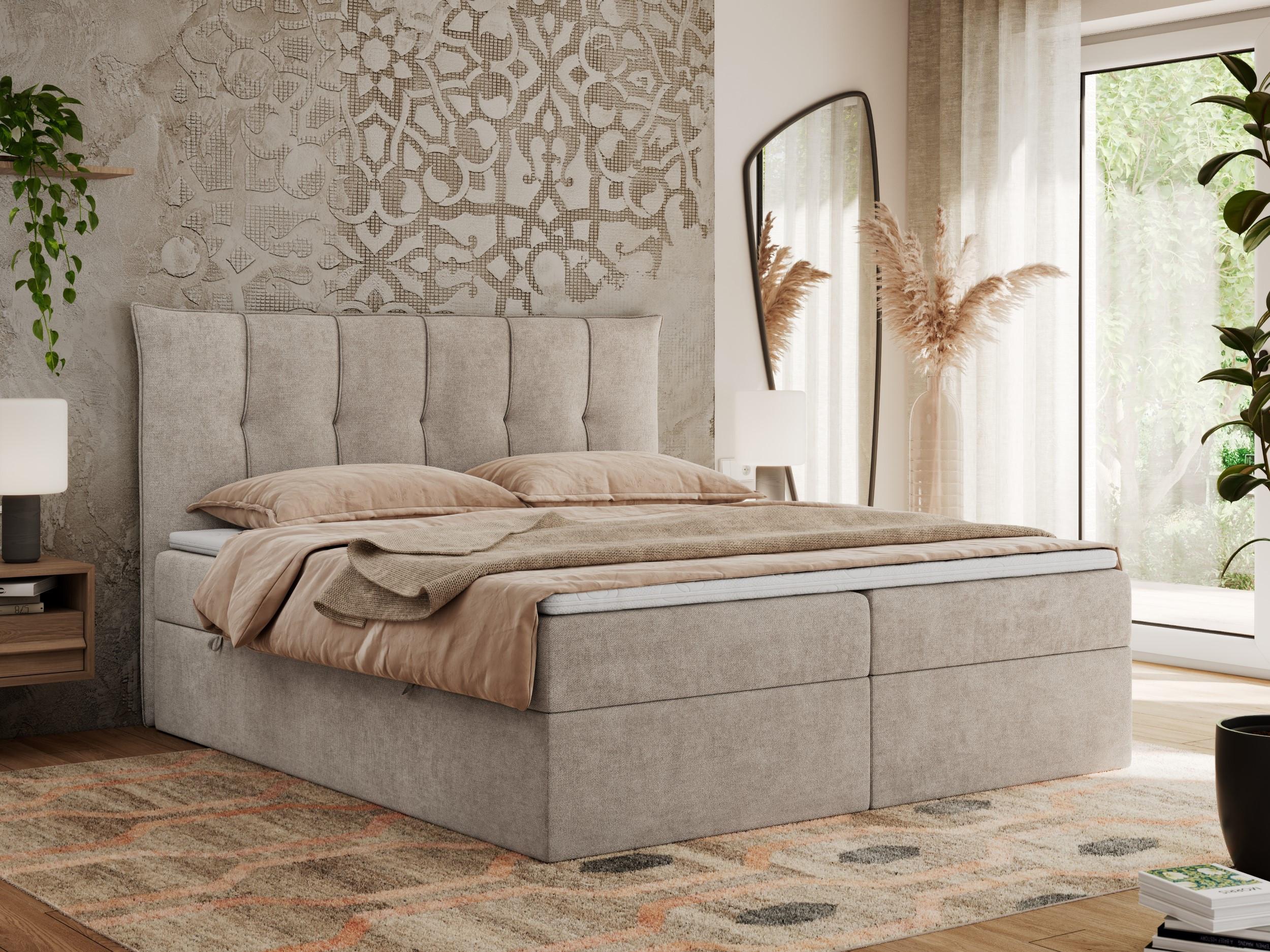 BOXBETT PREMIUM 10 180/200 Beige Struktur - H4 Textil MKS Möbel > Betten > Boxspringbetten Beige