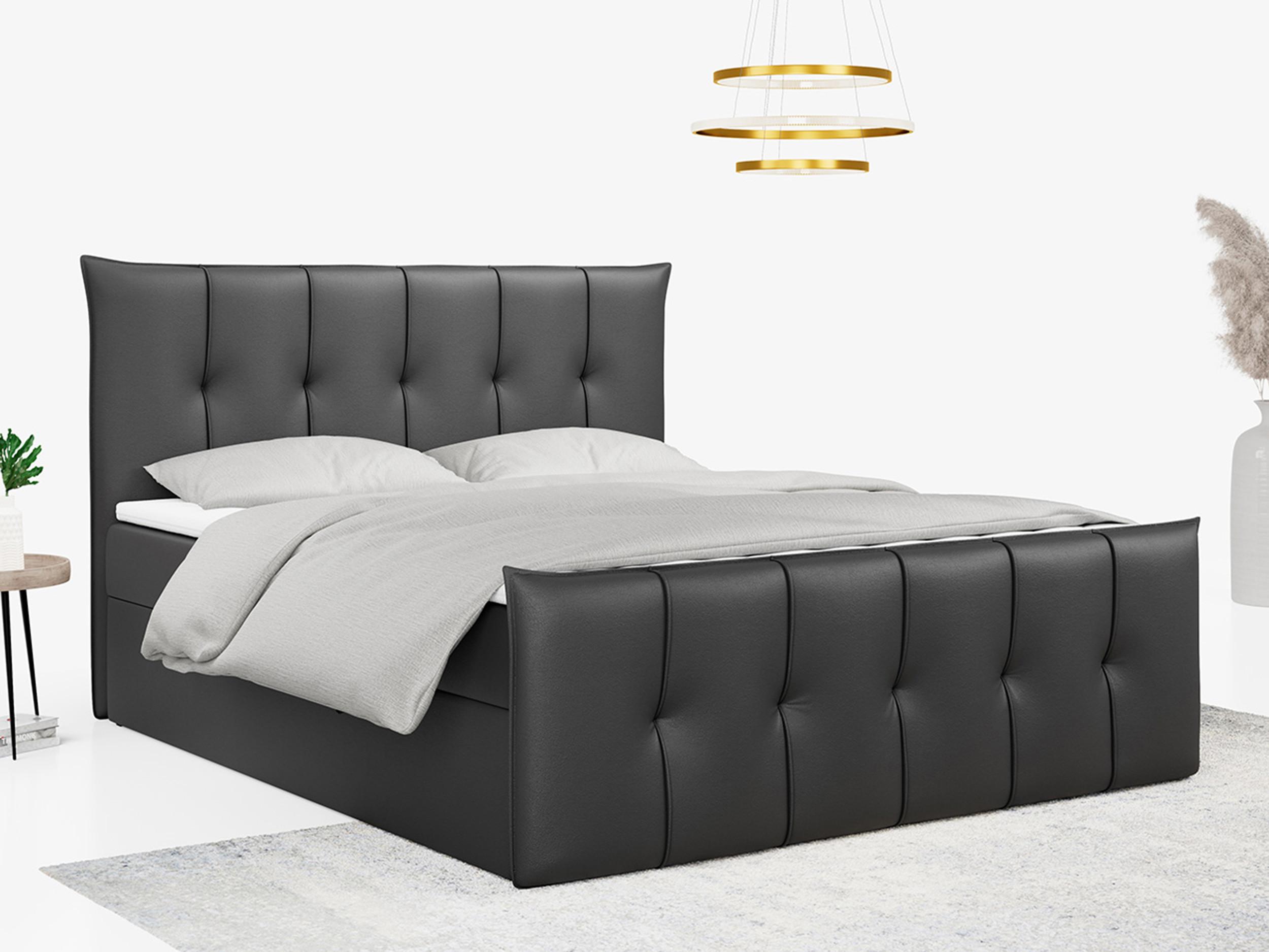 wohnli-moebel-suche-800000617128-1 BOXBETT PREMIUM 11 200/200 Dunkelgrau Kunstleder - H4 Textil MKS Möbel > Betten > Boxspringbetten Grau