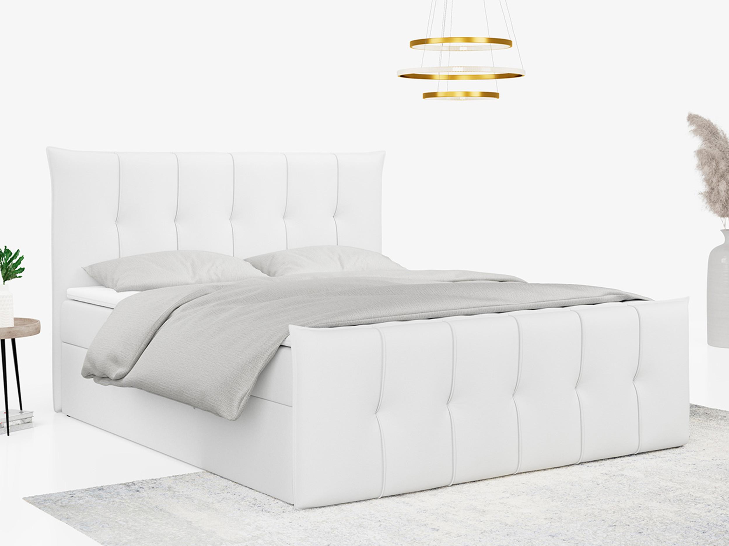 wohnli-moebel-suche-800000617138-1 BOXBETT PREMIUM 11 160/200 Weiß Kunstleder - H4 Textil MKS Möbel > Betten > Boxspringbetten Weiß