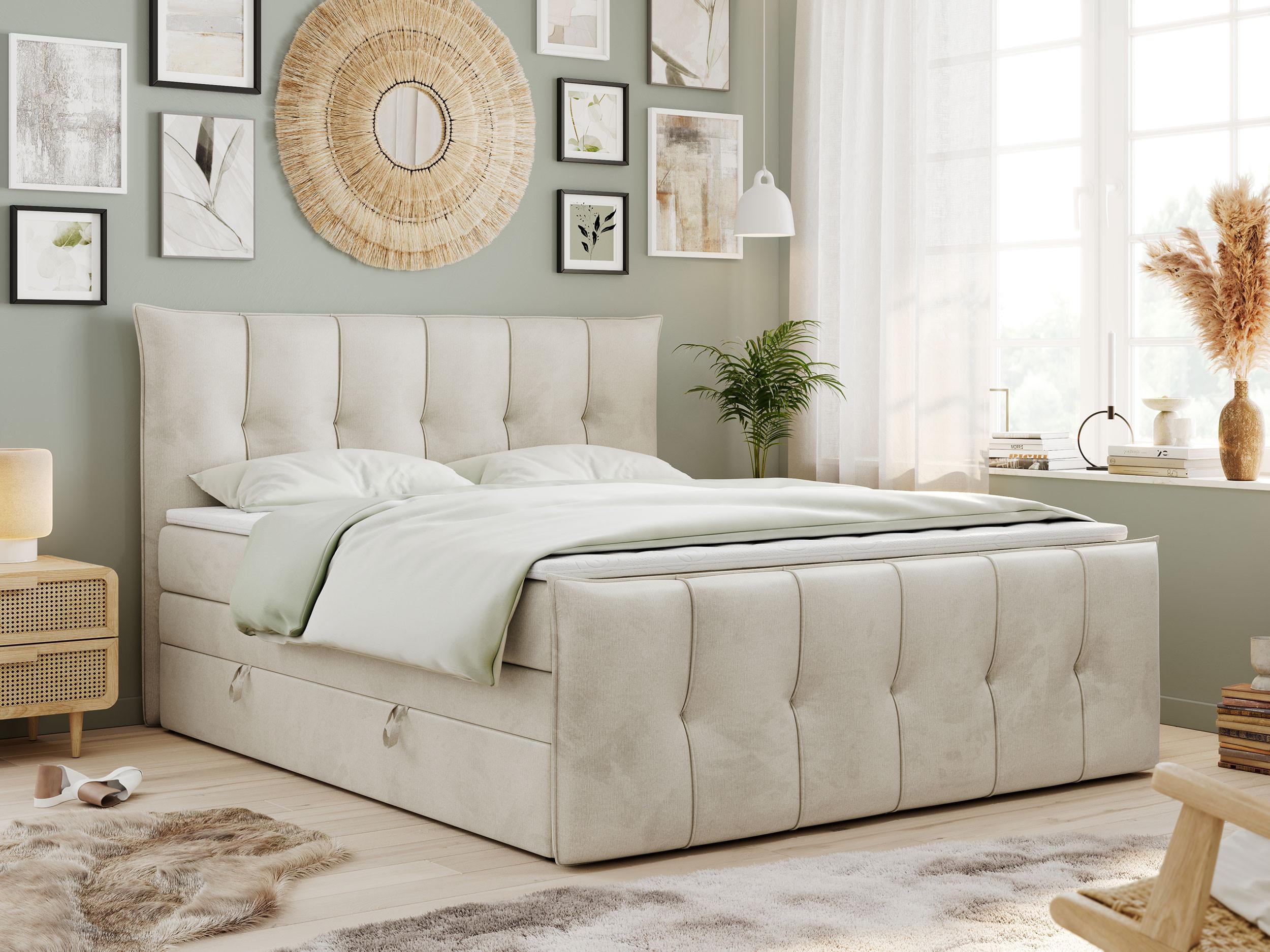 wohnli-moebel-suche-800000617156-1 BOXSPRINGBETT PREMIUM 11 KING 200/200 Beige Velvet - H4 Textil MKS Möbel > Betten > Boxspringbetten Beige