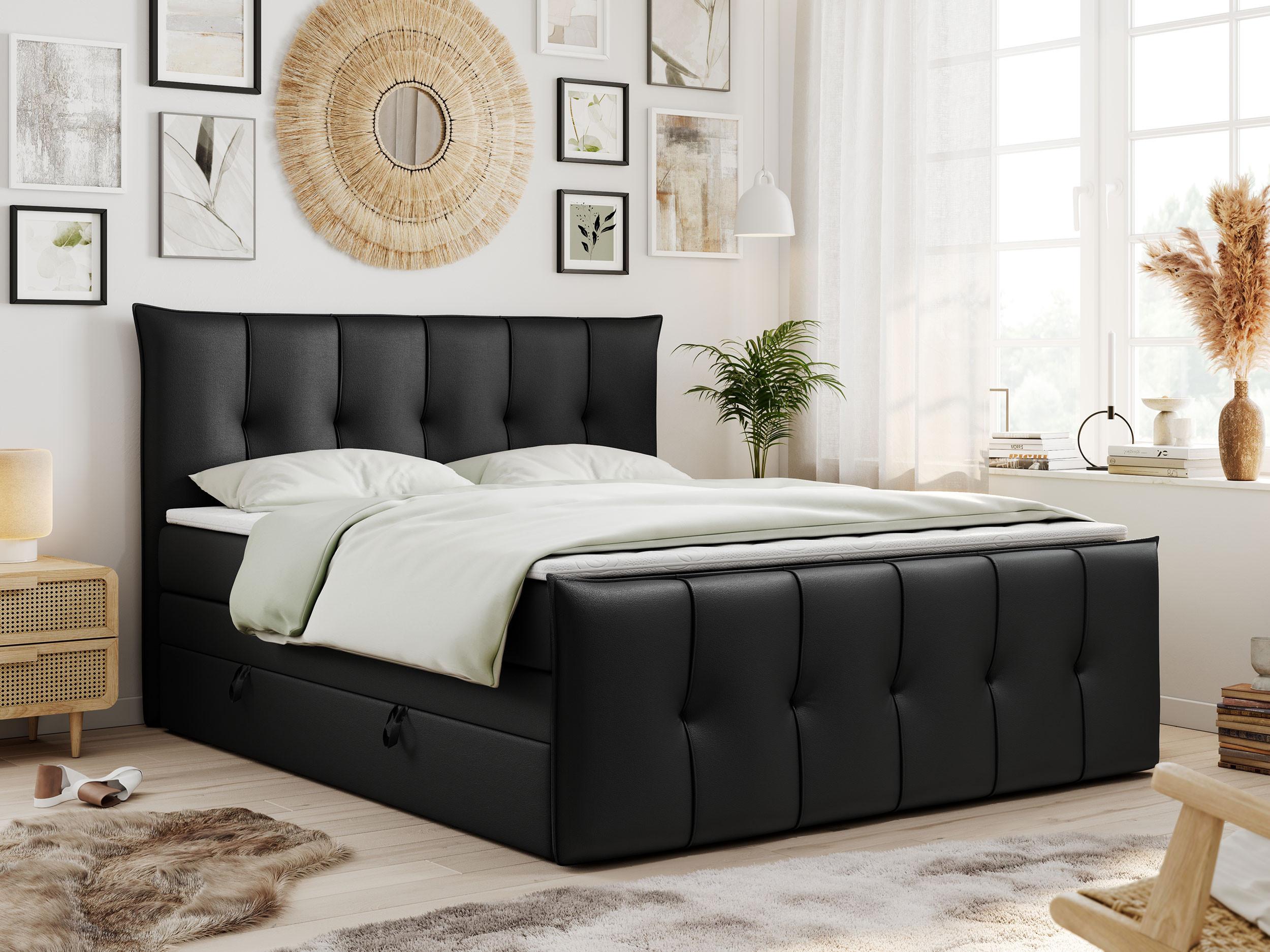 wohnli-moebel-suche-800000617182-1 BOXSPRINGBETT PREMIUM 11 KING 160/200 Schwarz Kunstleder - H4 Textil MKS Möbel > Betten > Boxspringbetten Schwarz