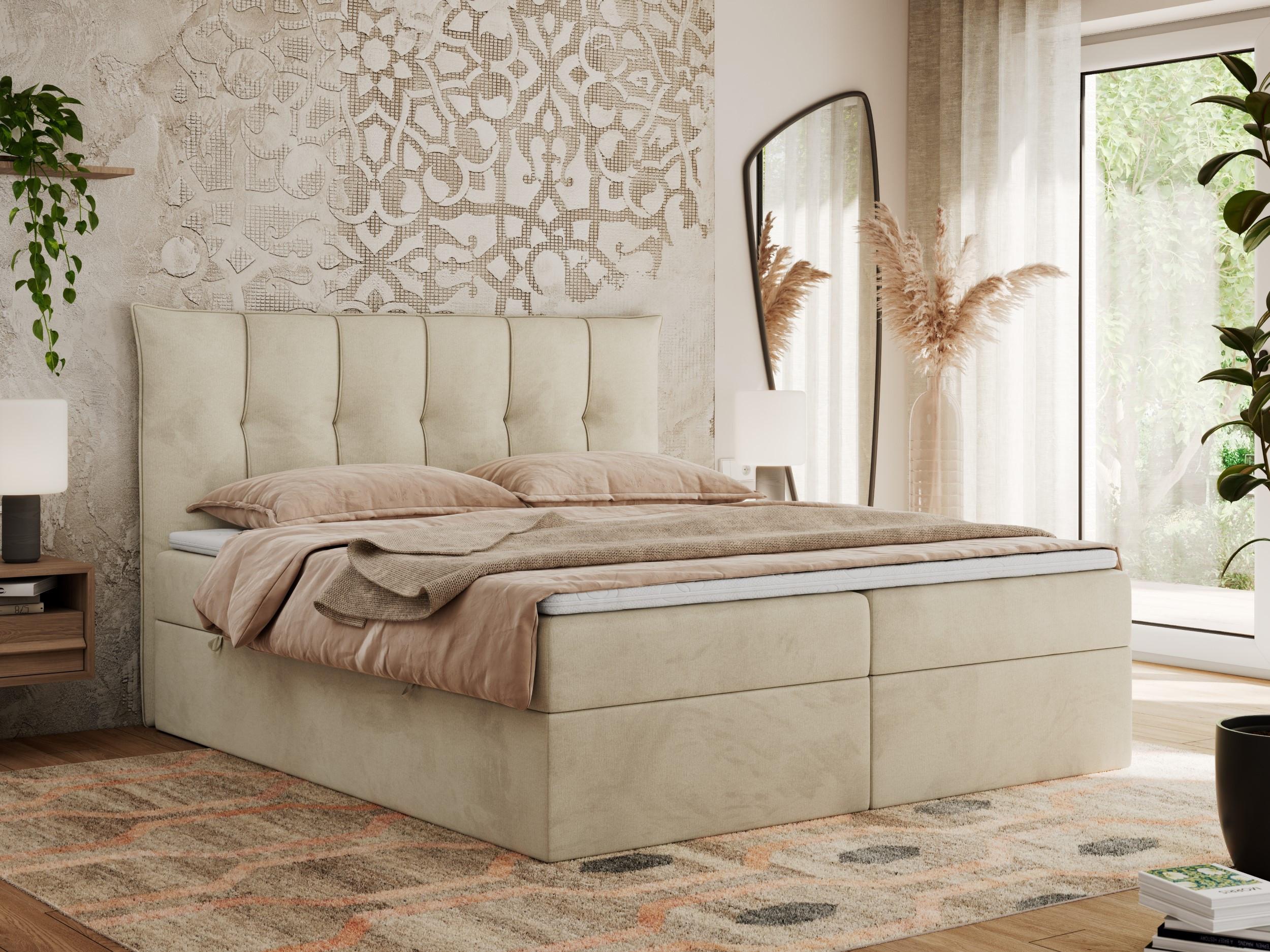 BOXBETT PREMIUM 10 200/200 Beige Velvet - H4 Textil MKS Möbel > Betten > Boxspringbetten Beige